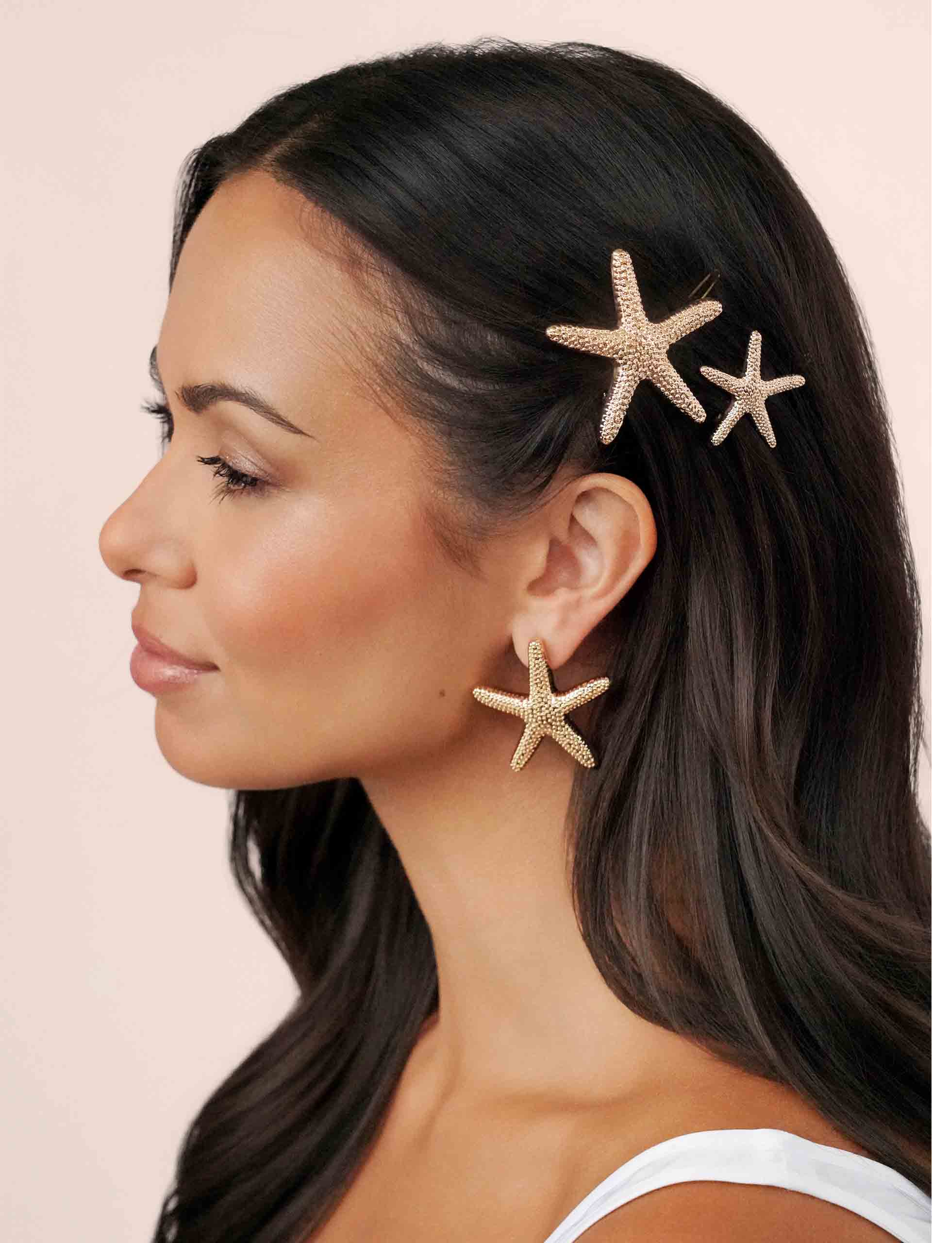 Starfish Barrette Set Gold Tone model 2
