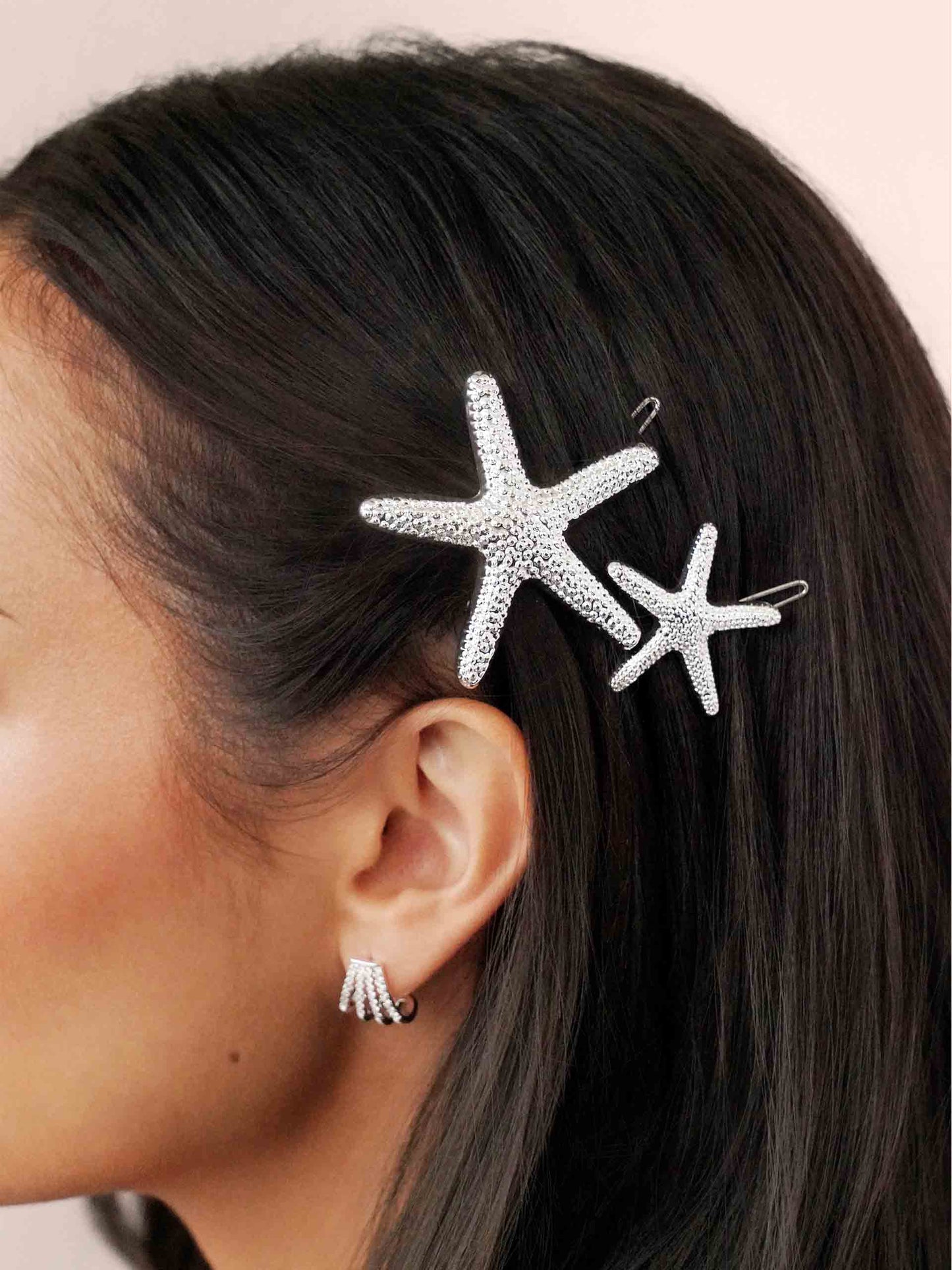 Starfish Barrette Set Silver Plated model
