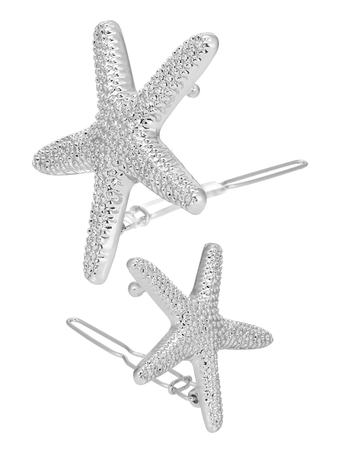 Starfish Barrette Set Silver Plated