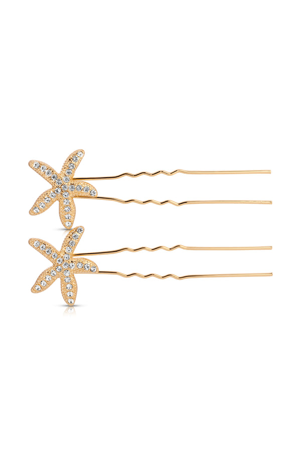 Crystal Starfish Hair Pin Set