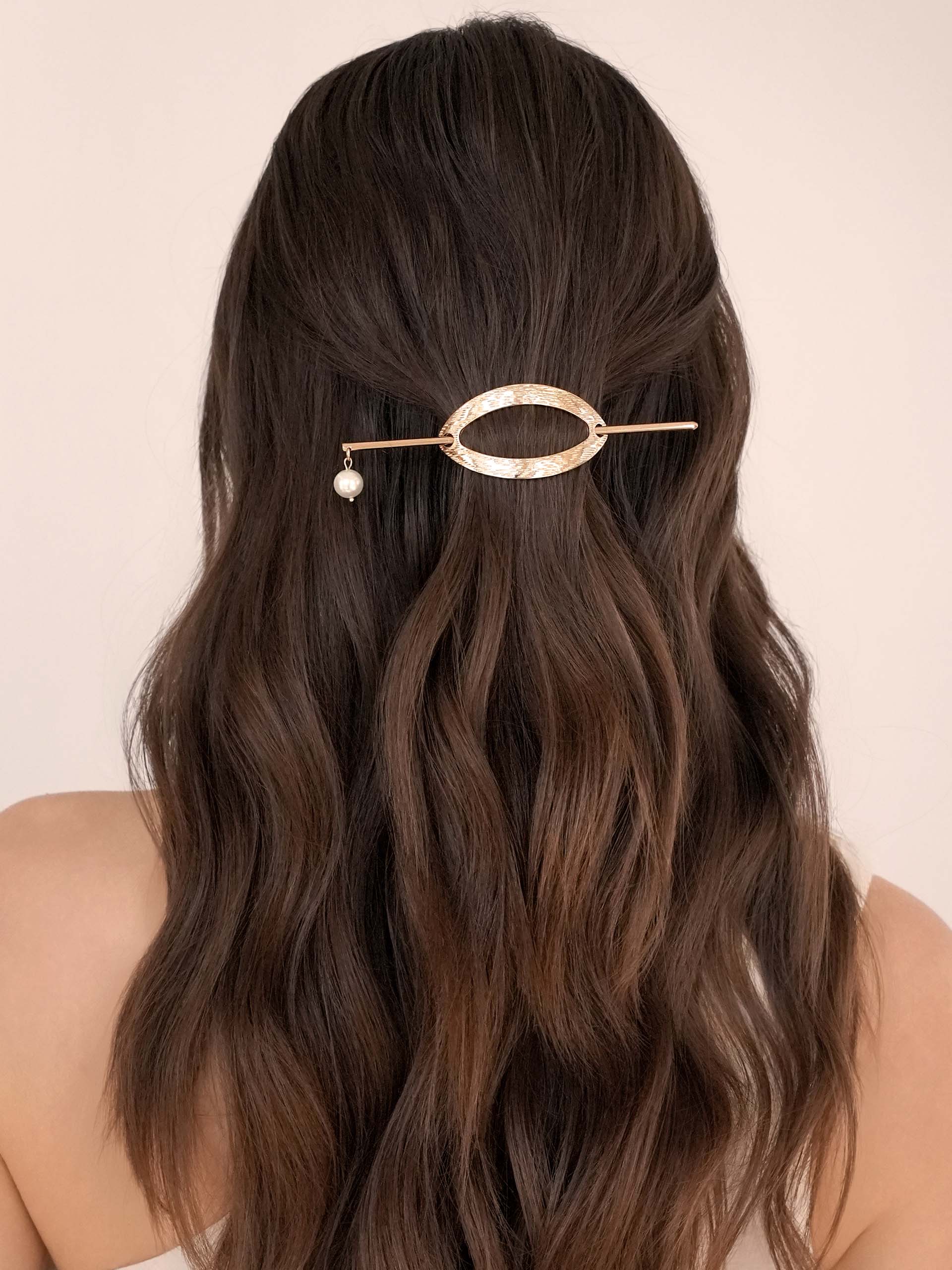 Oval French Barrette Gold Tone model 3