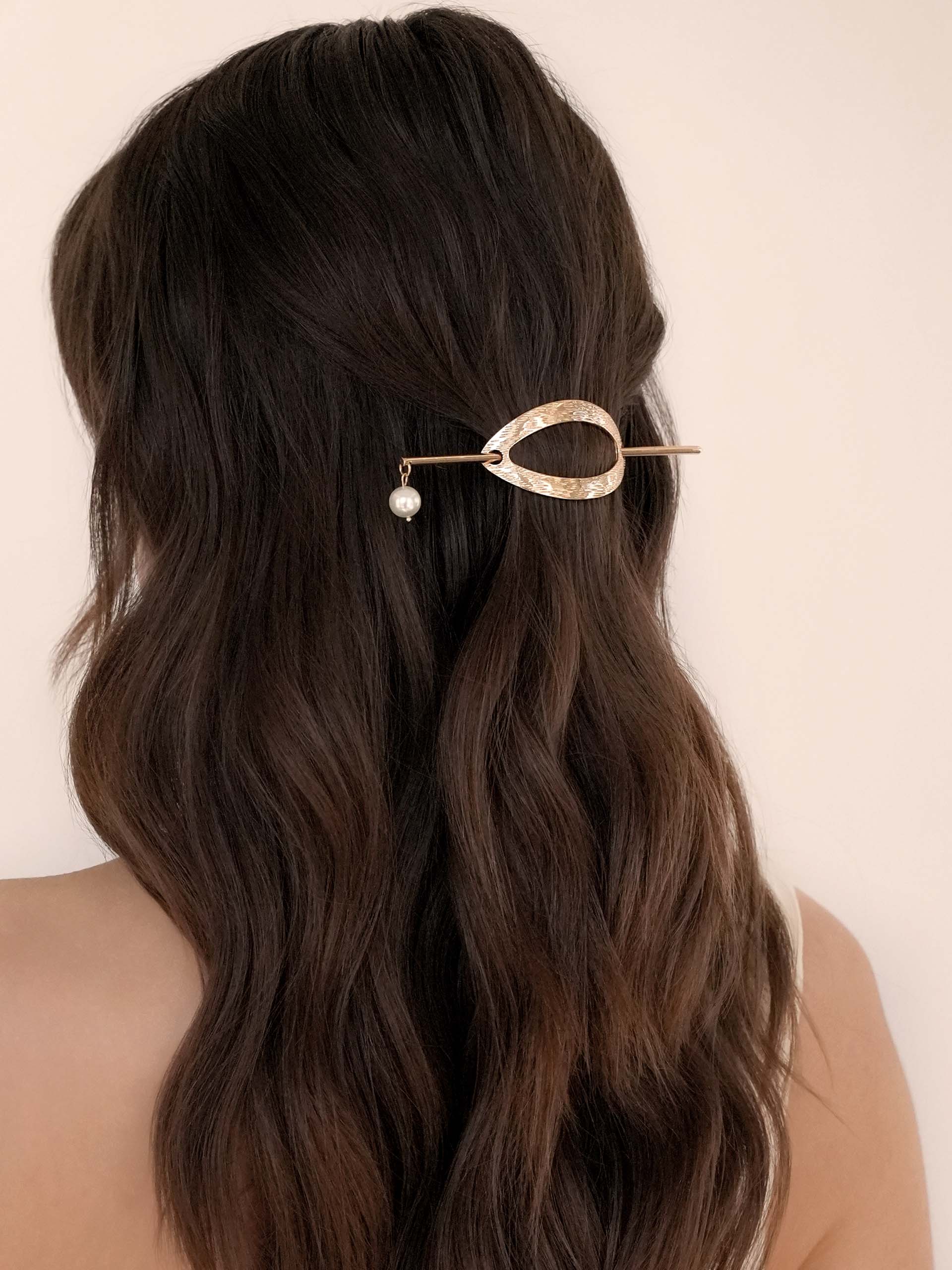 Oval French Barrette Gold Tone model 2