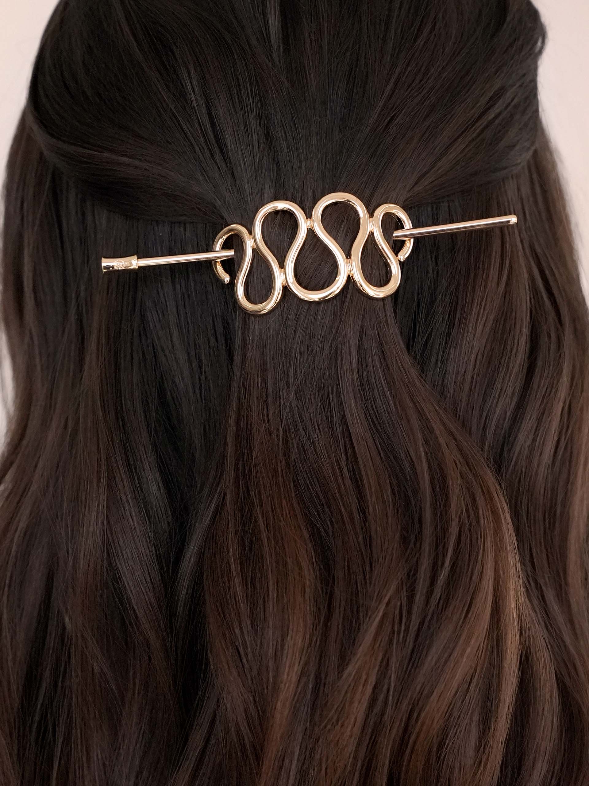 Twisted French Hair Pin Gold Tone model
