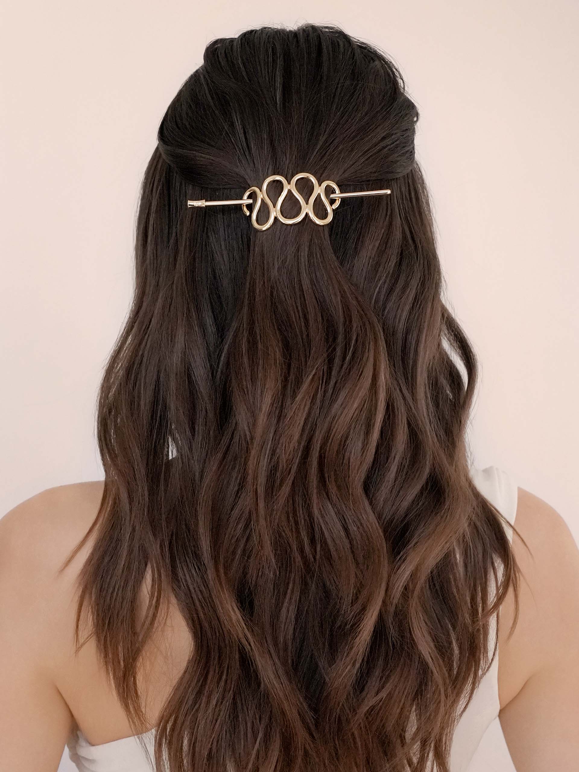 Twisted French Hair Pin Gold Tone model 2
