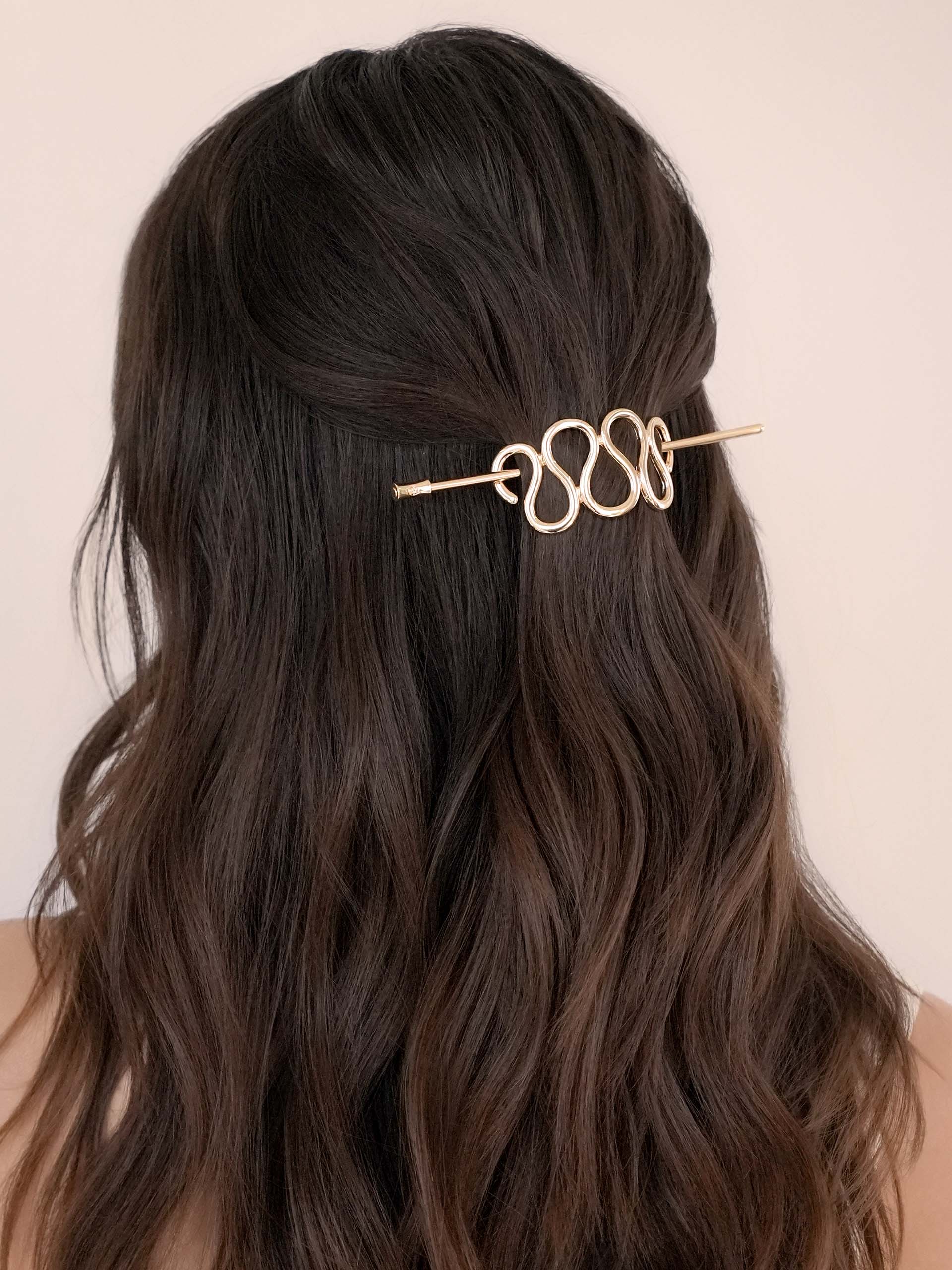 Twisted French Hair Pin Gold Tone model 3