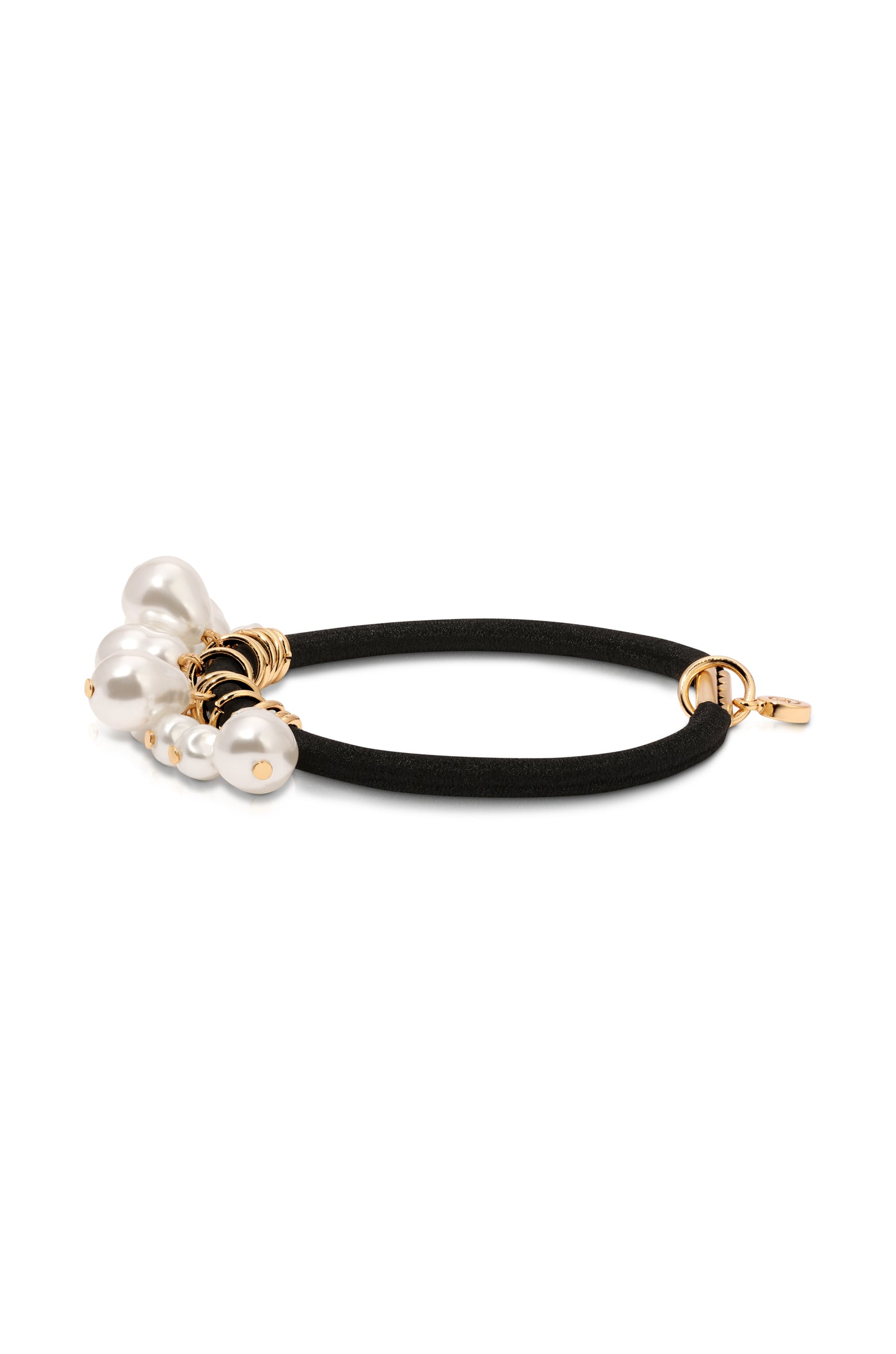 Pearl Charms Hair Tie Gold Tone with Black Elastic 2