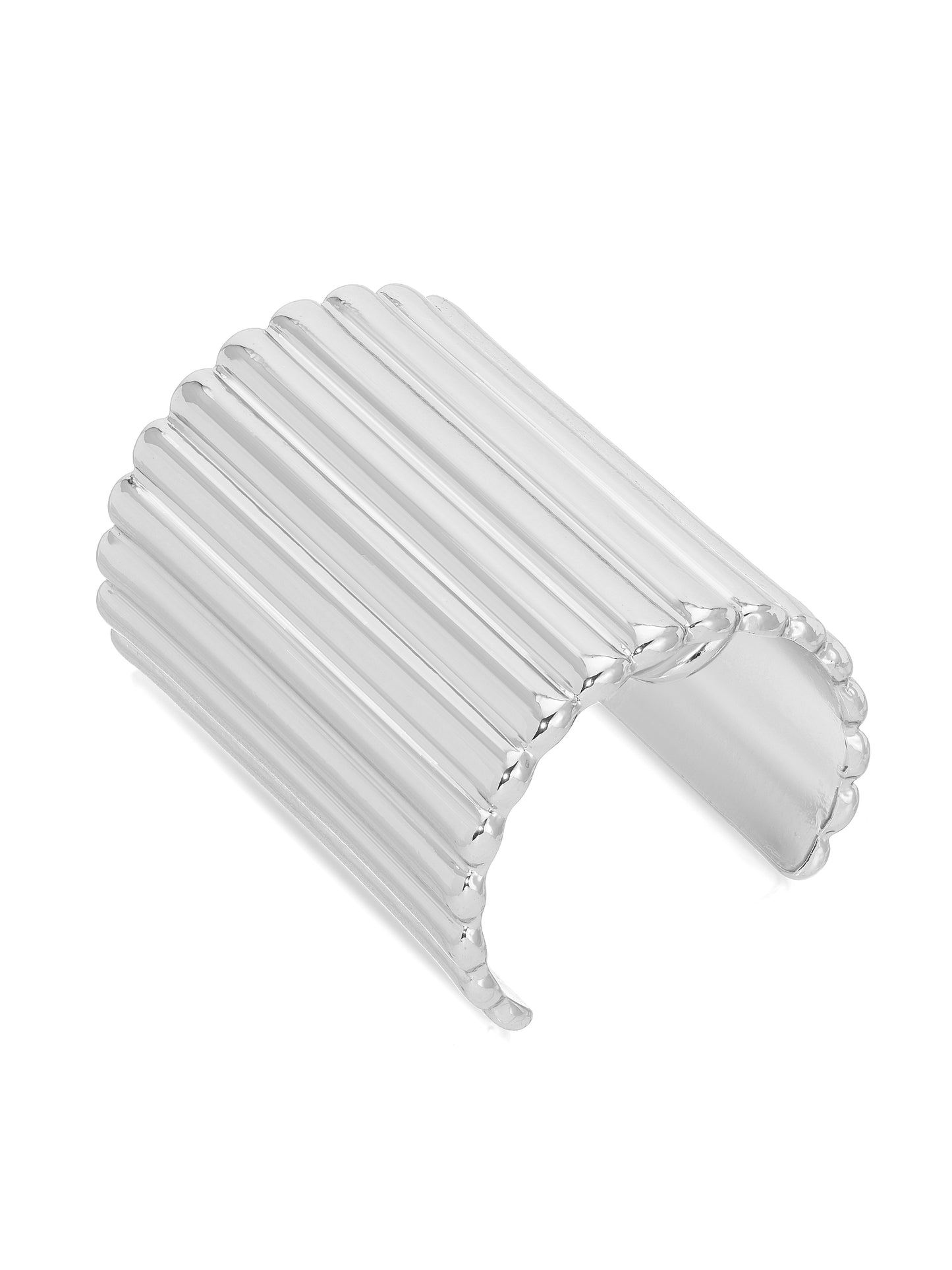 Ribbed Hair Cuff Silver Plated 2