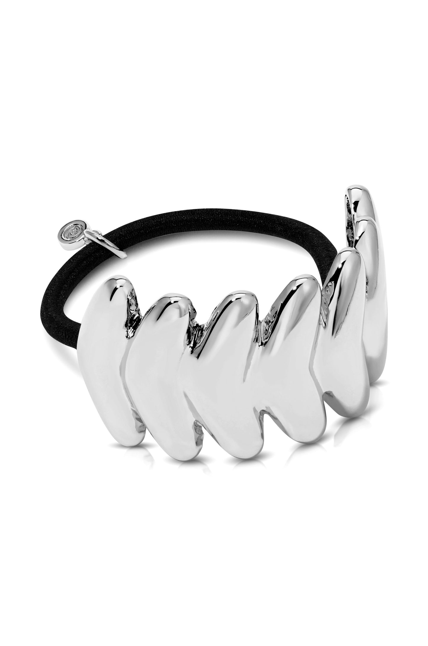 Moderna Hair Tie Silver with Black Elastic