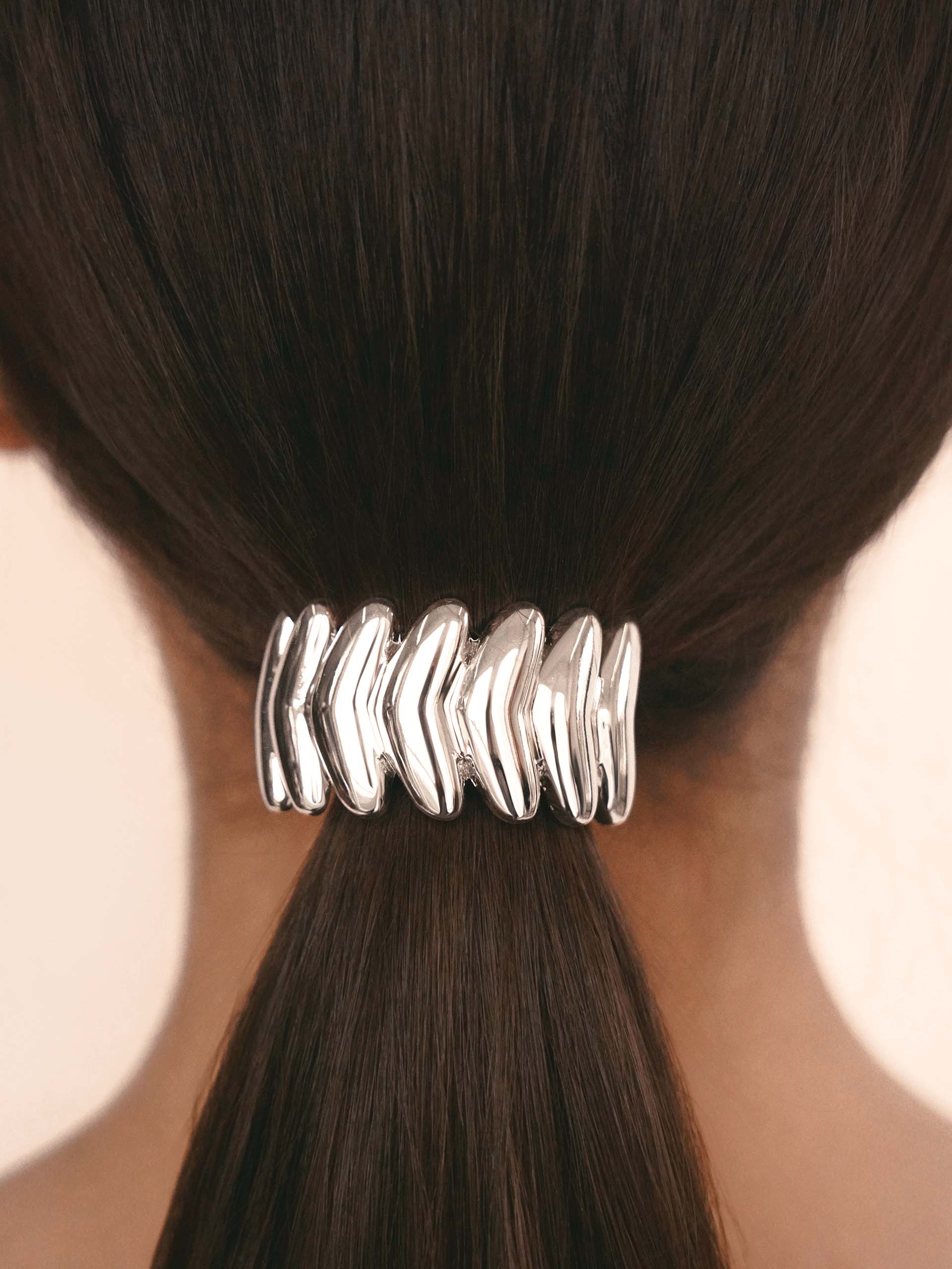 Moderna Hair Tie Silver with Black Elastic model