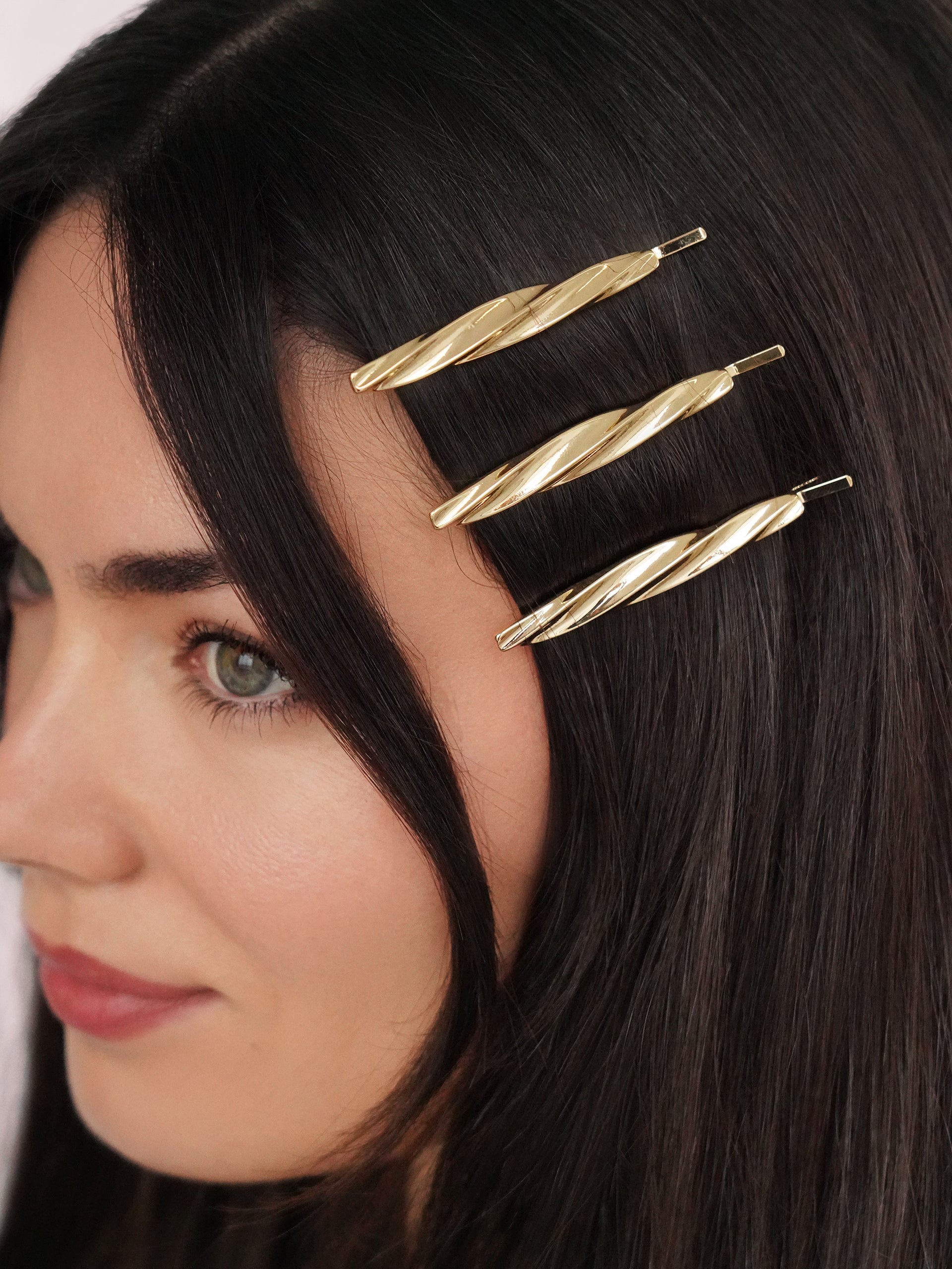 Golden Twist Barrette Set Gold Tone model