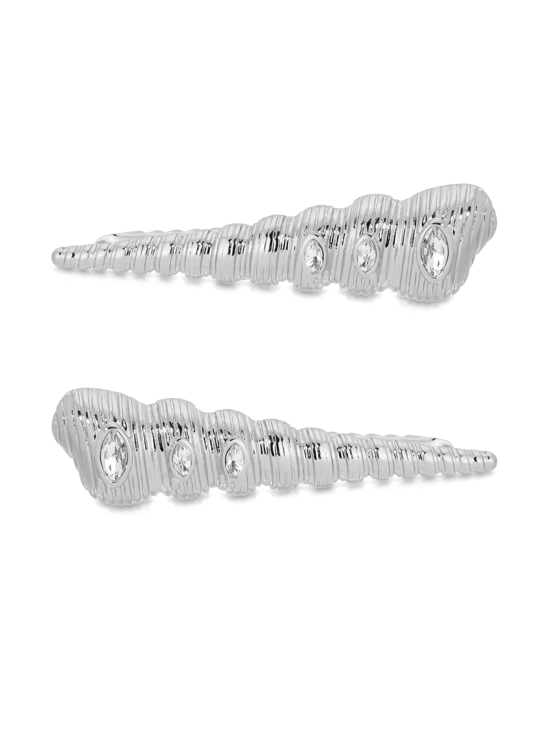 Capri Shell Barrette Set Clear Crystal with Silver Plating