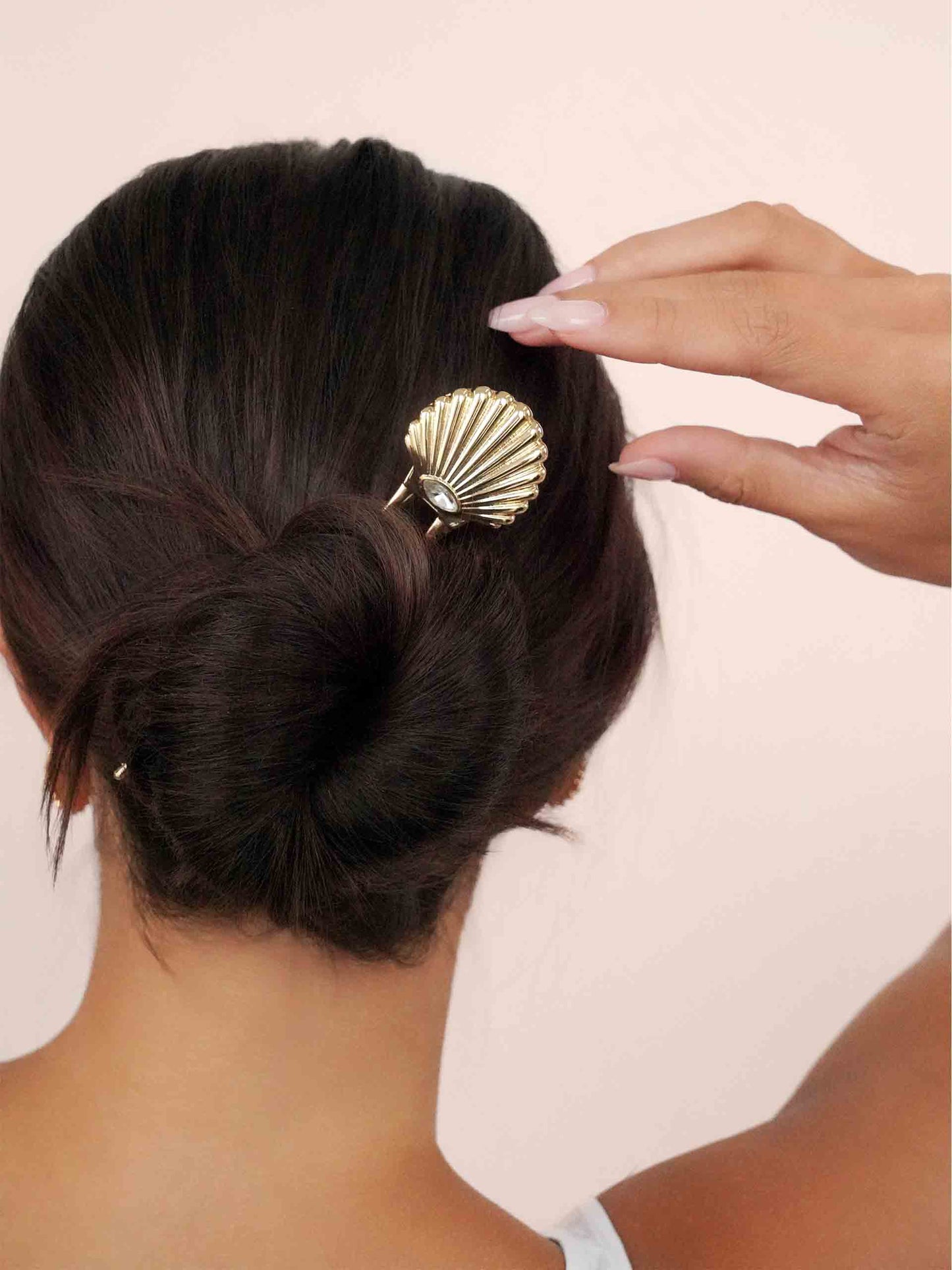 Santorini Shell Hair Pin on model 2