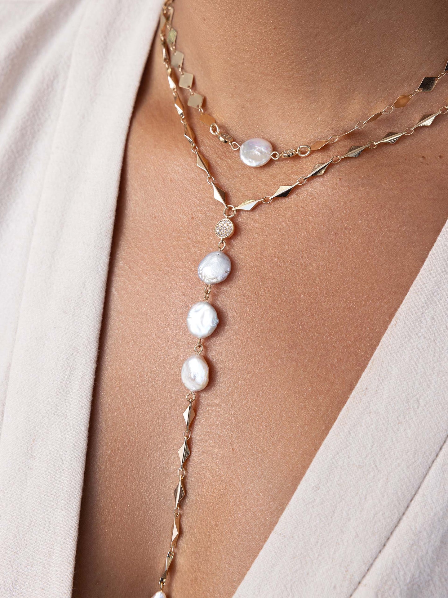 Dreamin' Freshwater Pearl Lariat Set