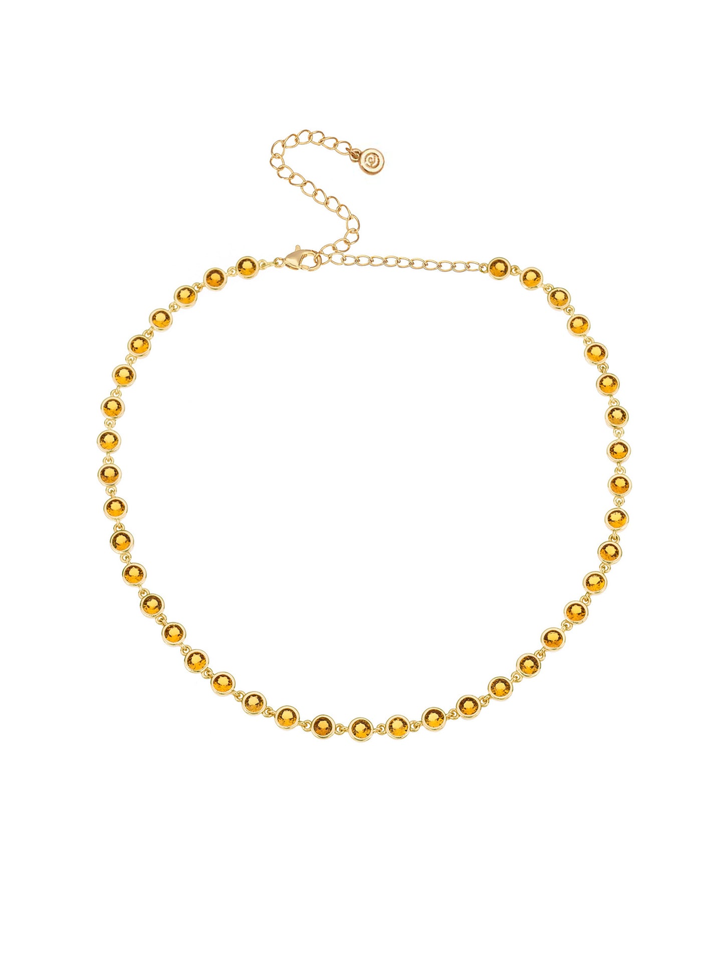 Crystal Disc and Link Necklace