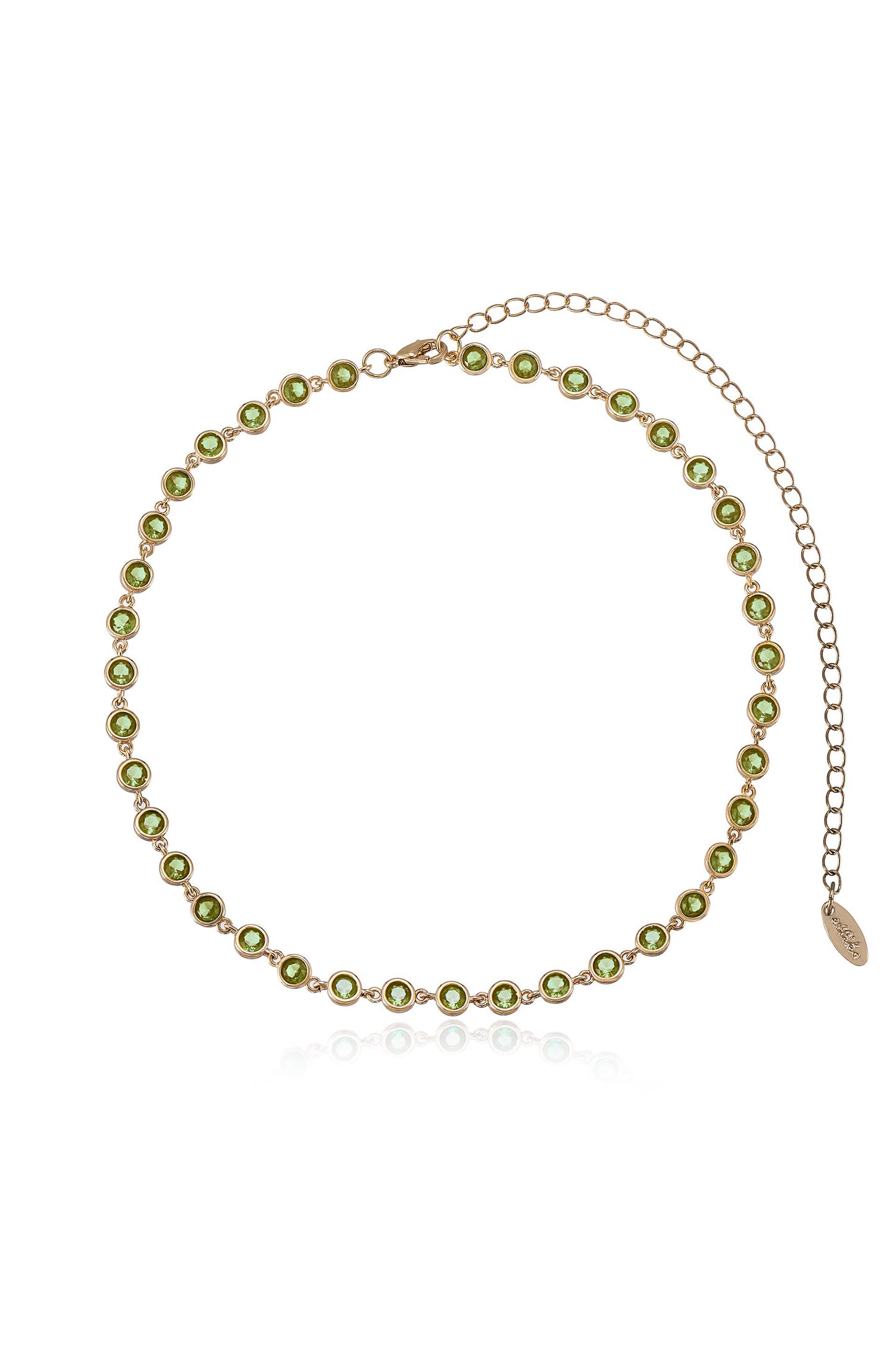 Crystal Disc and Link Necklace in peridot