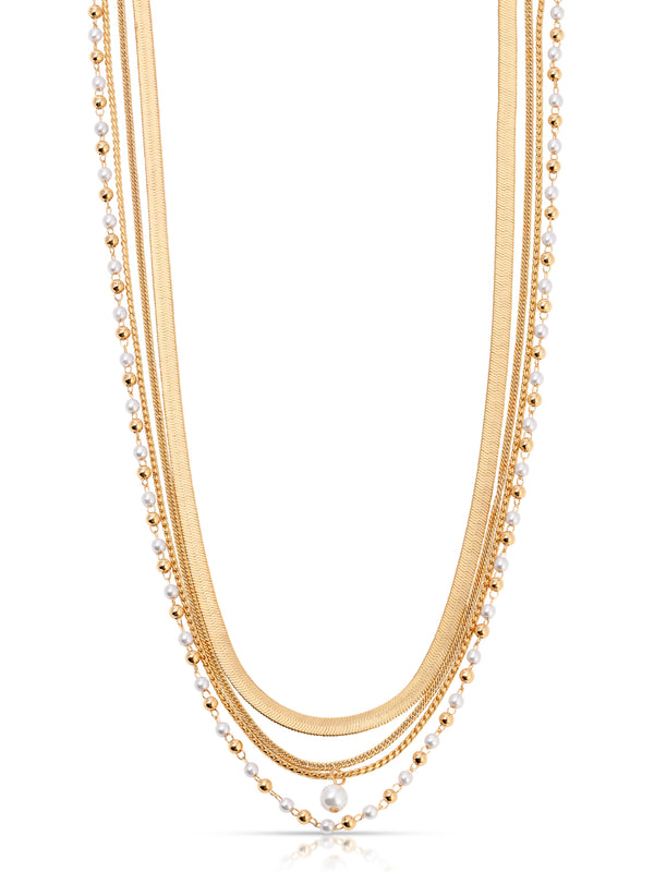 All the Chains Pearl Layered Necklace