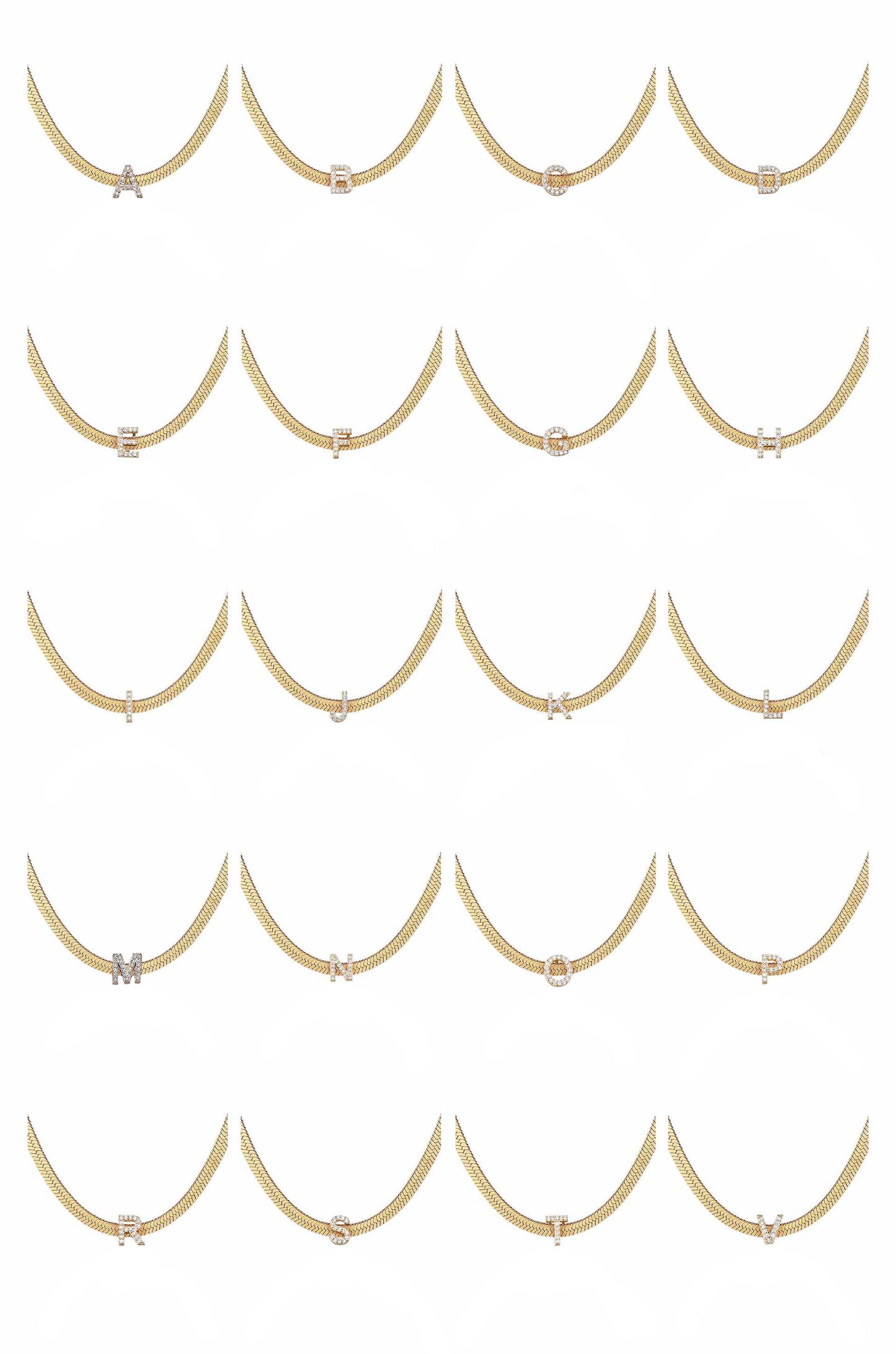 Layered Initial Necklace Chains Bundle initial options