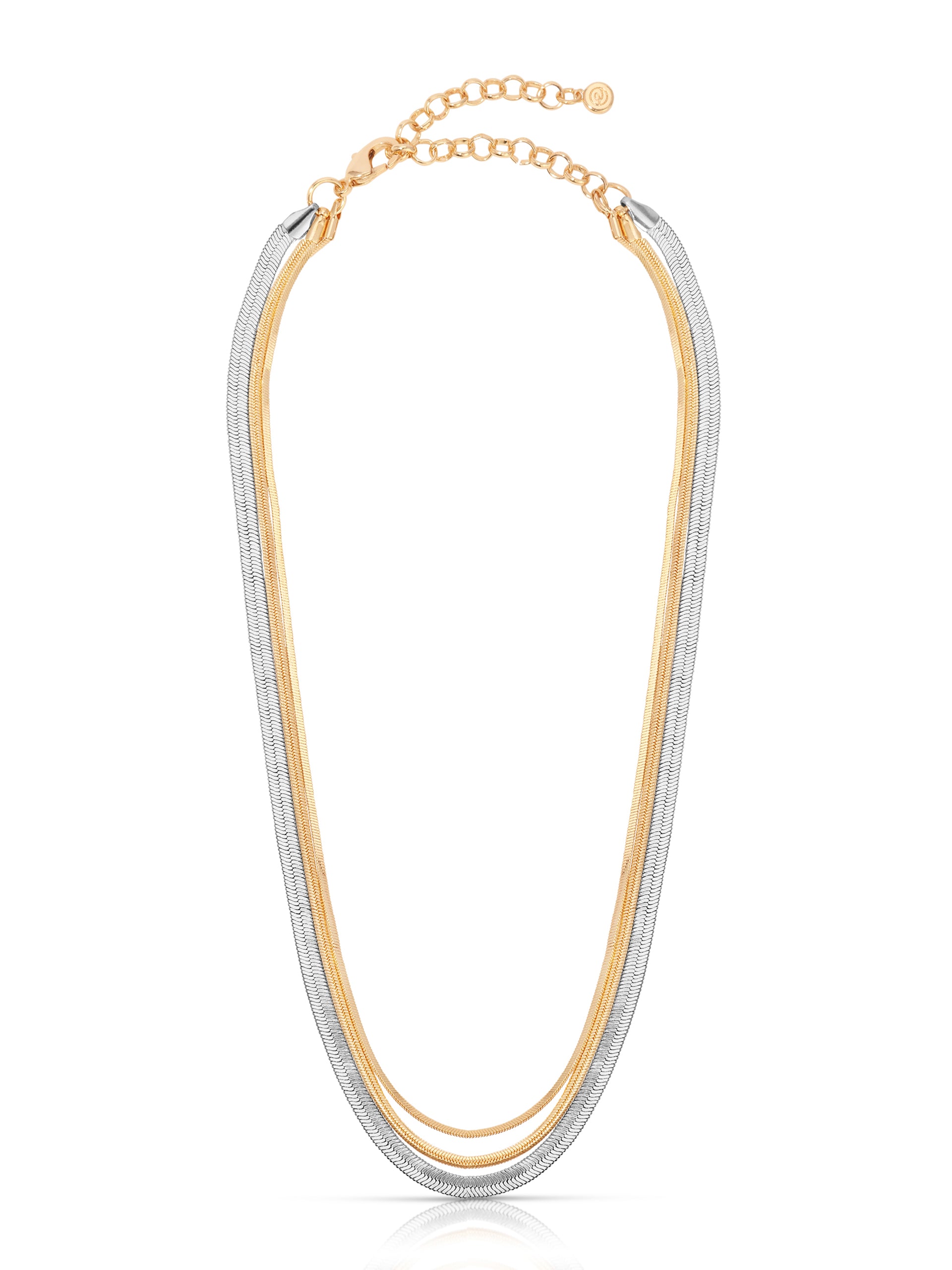 Mixed Metal Strands Necklace Rhodium and 18k Gold Plated model 2
