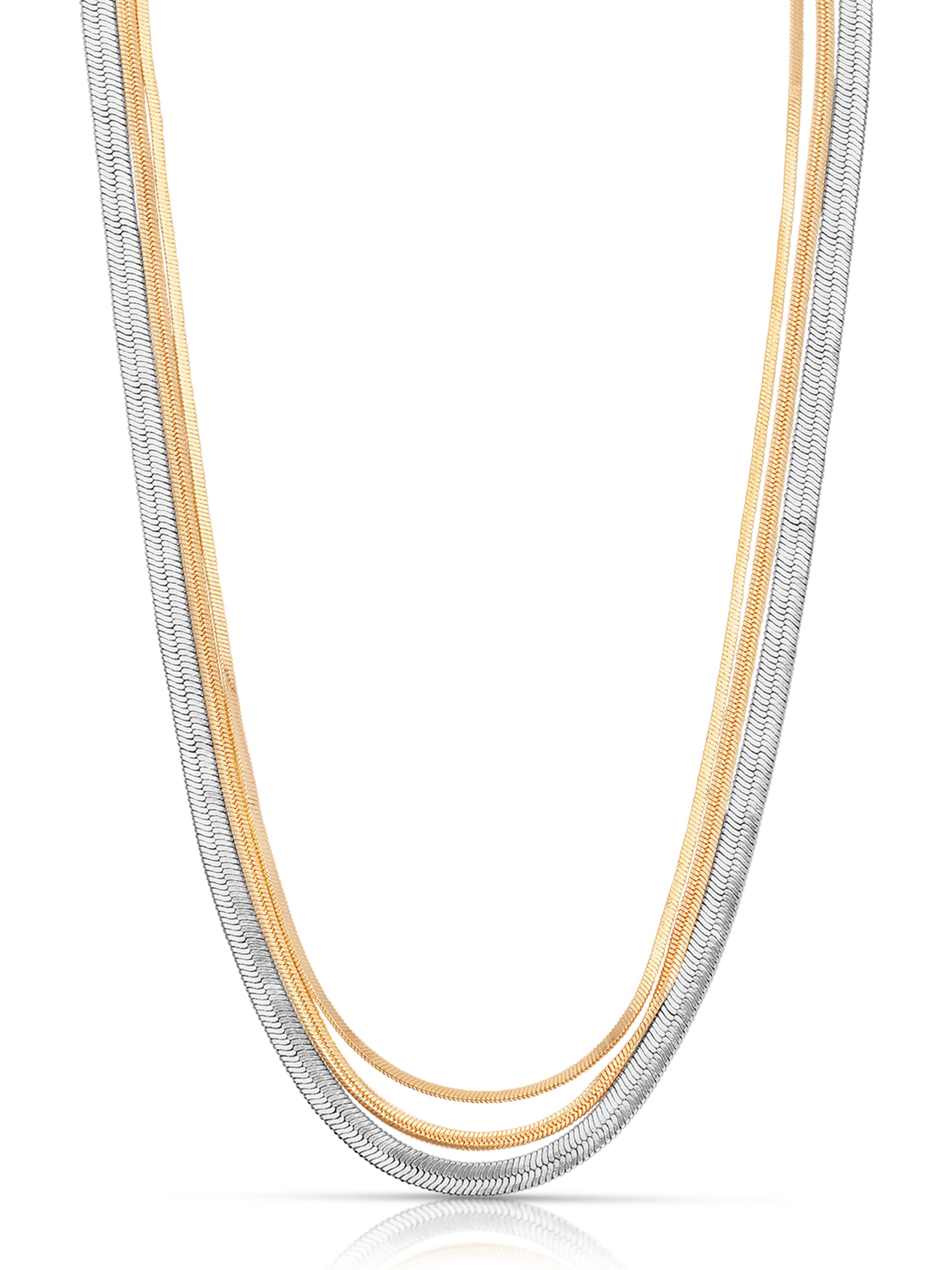 Mixed Metal Strands Necklace Rhodium and 18k Gold Plated