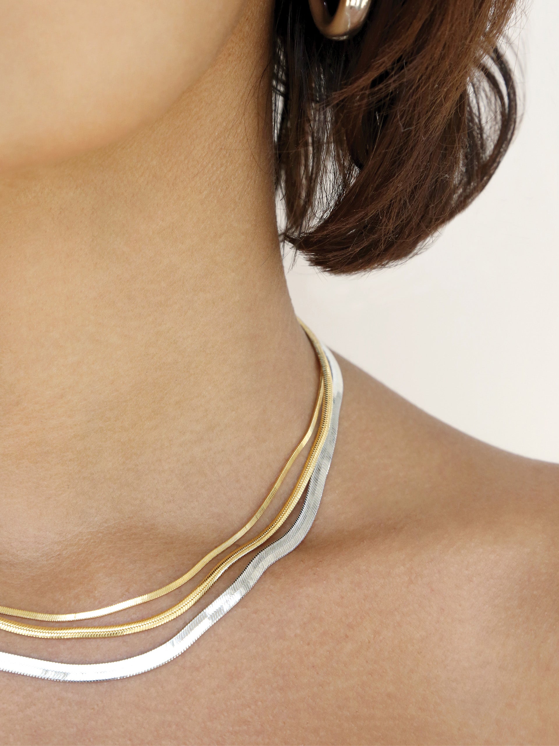 Mixed Metal Strands Necklace Rhodium and 18k Gold Plated model 3