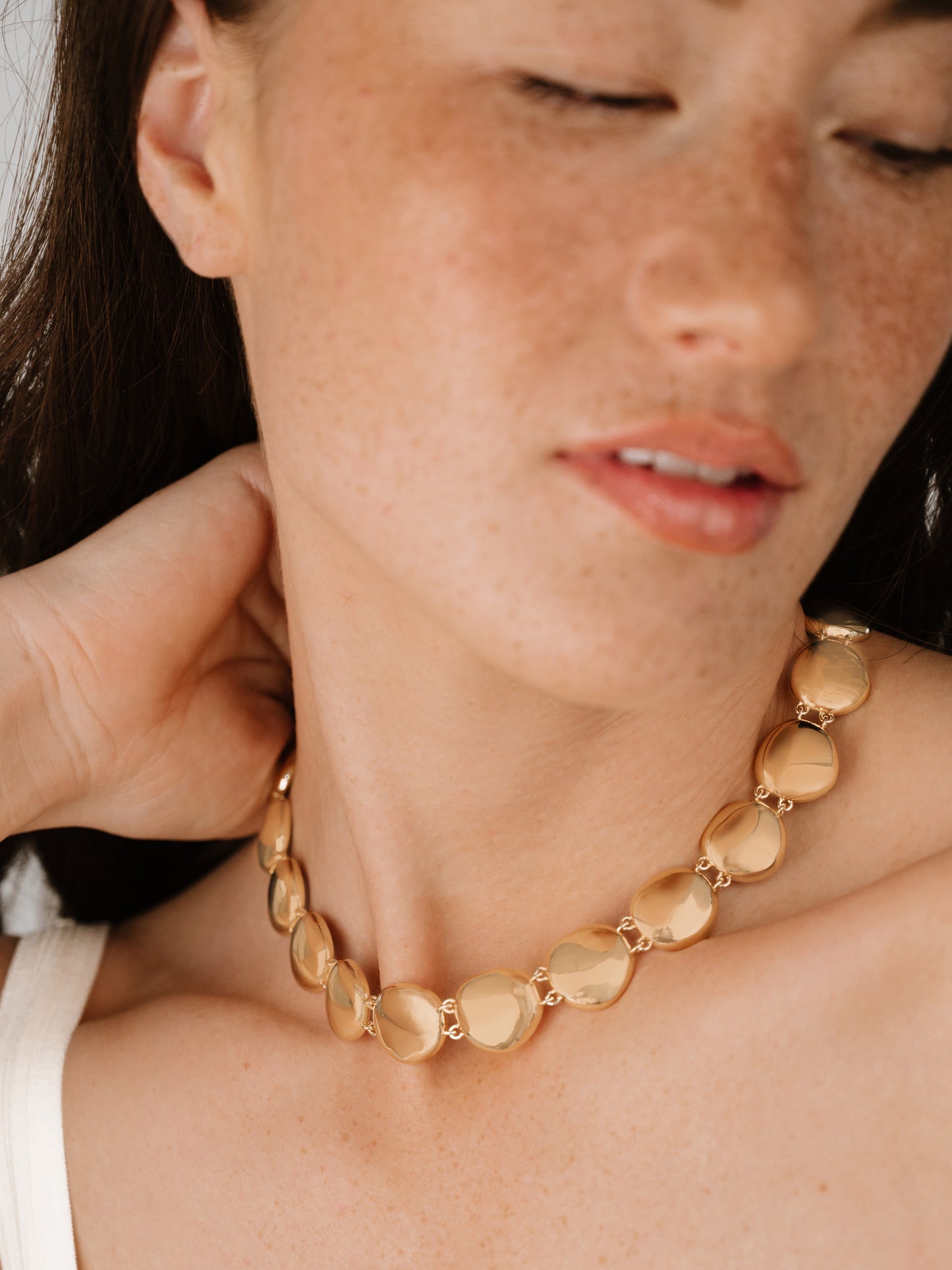 Polished Pebble Choker Necklace 18k Gold Plated model 2