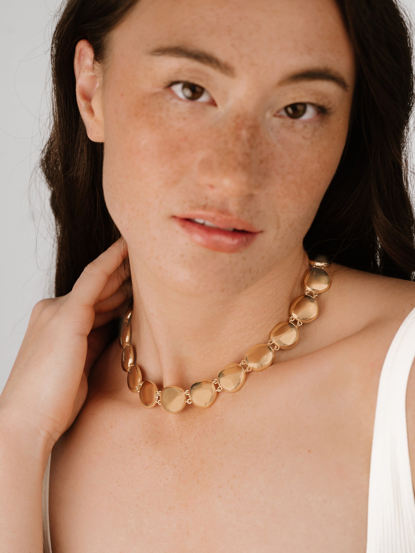 Polished Pebble Choker Necklace 18k Gold Plated model 4