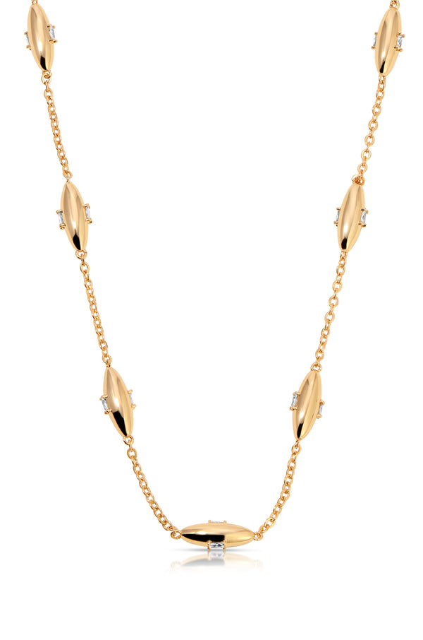 Oval Dome Baguette Necklace