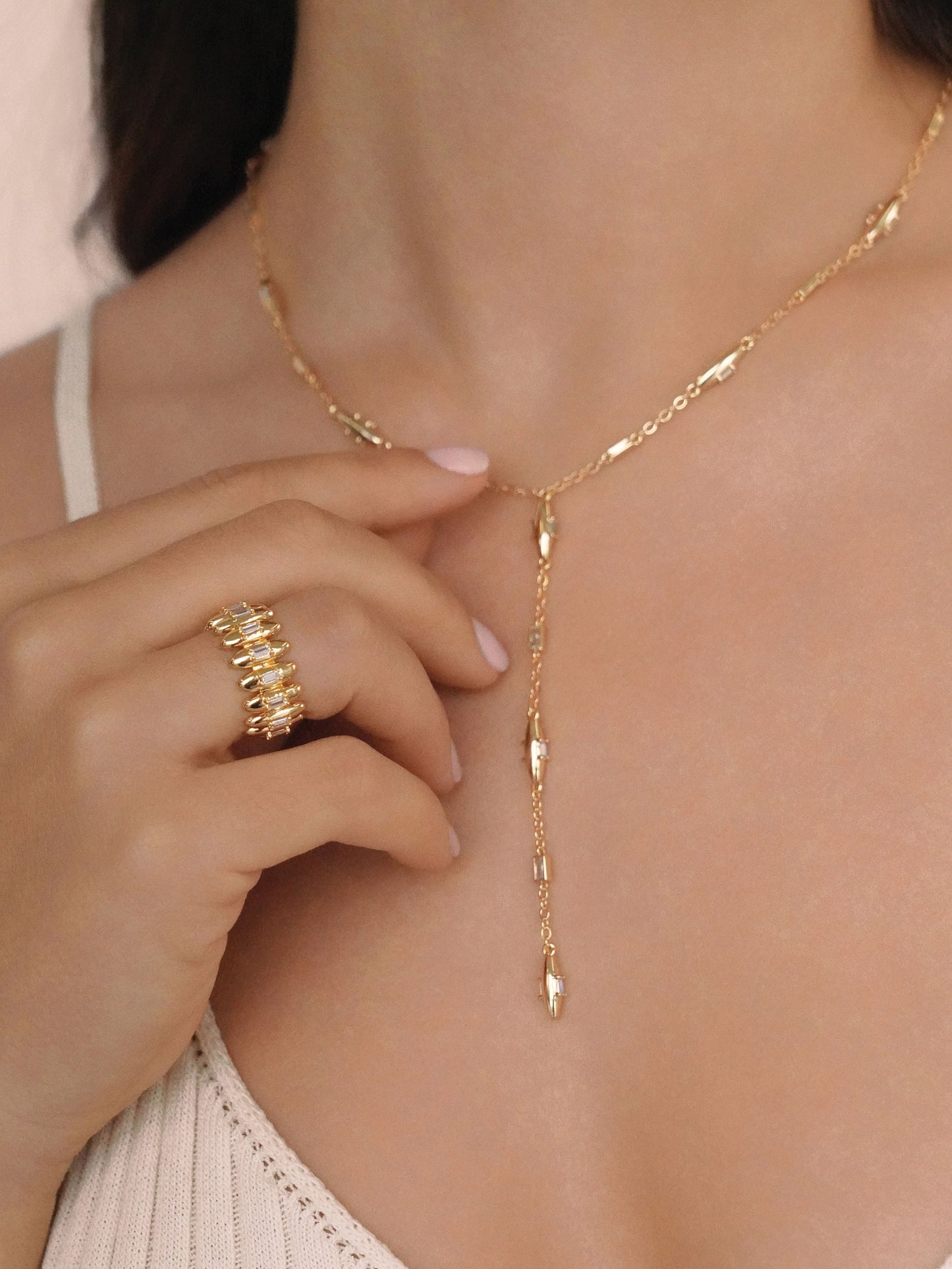 Oval Dome Baguette Band Ring
