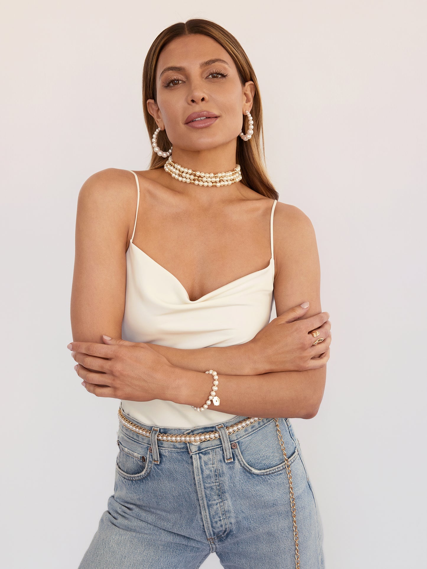 Pearl Row Choker Pearl model 2