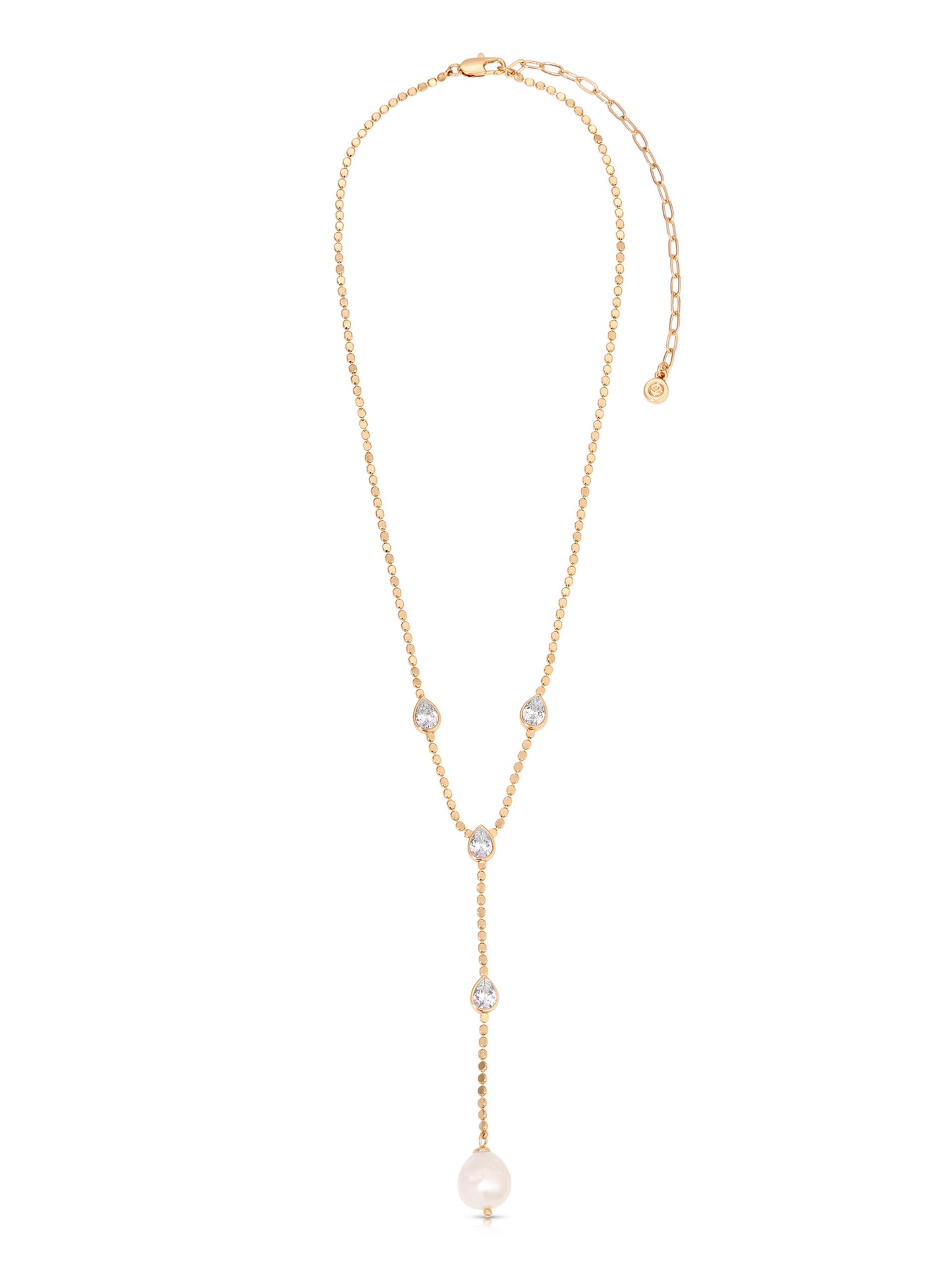 Dripping Crystal Lariat Clear Crystal with 18k Gold Plating 2