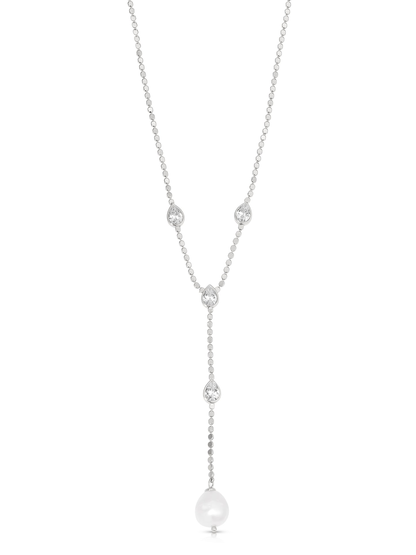 Dripping Crystal Lariat Clear Crystal with Silver Plating 2