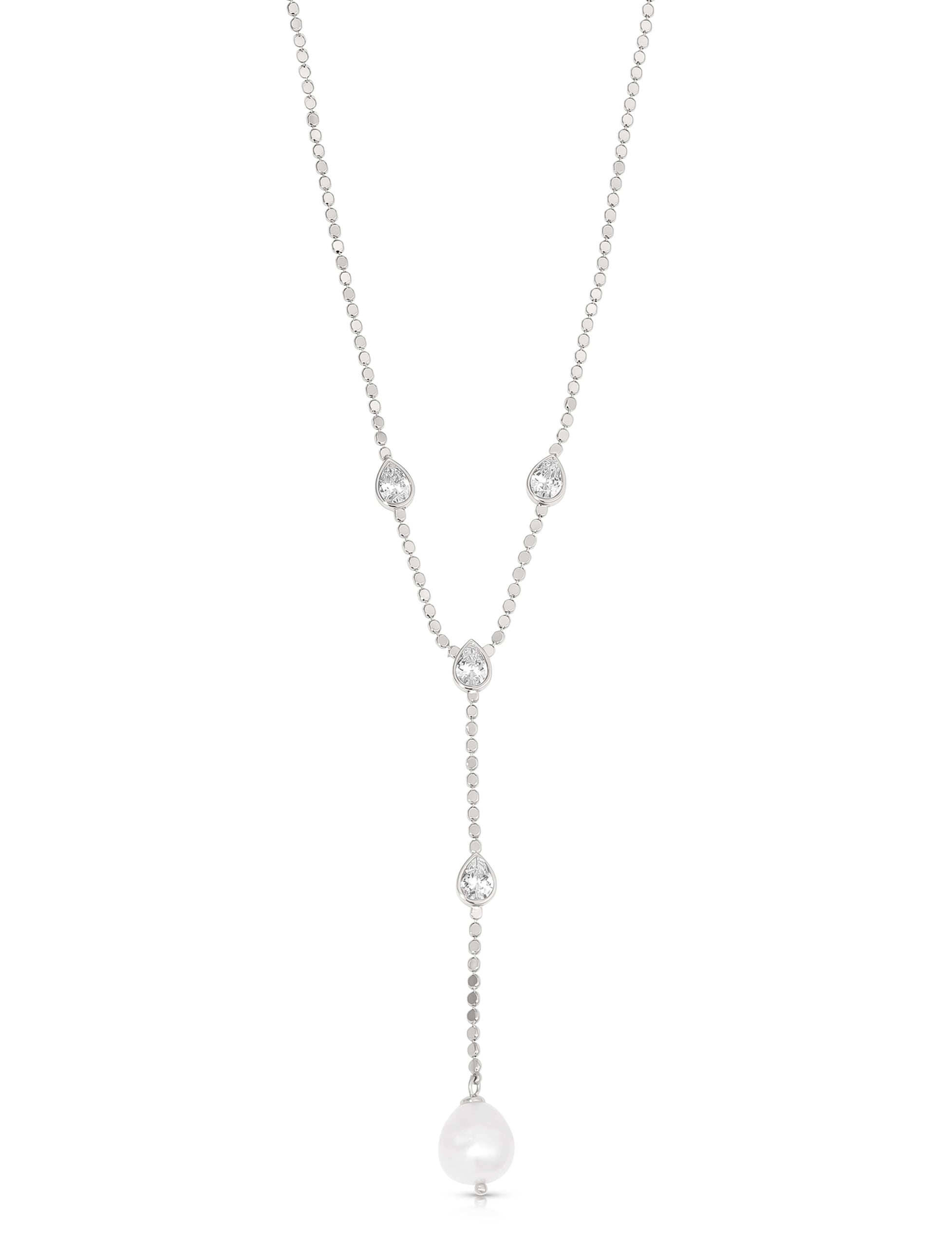 Dripping Crystal Lariat Clear Crystal with Silver Plating 2