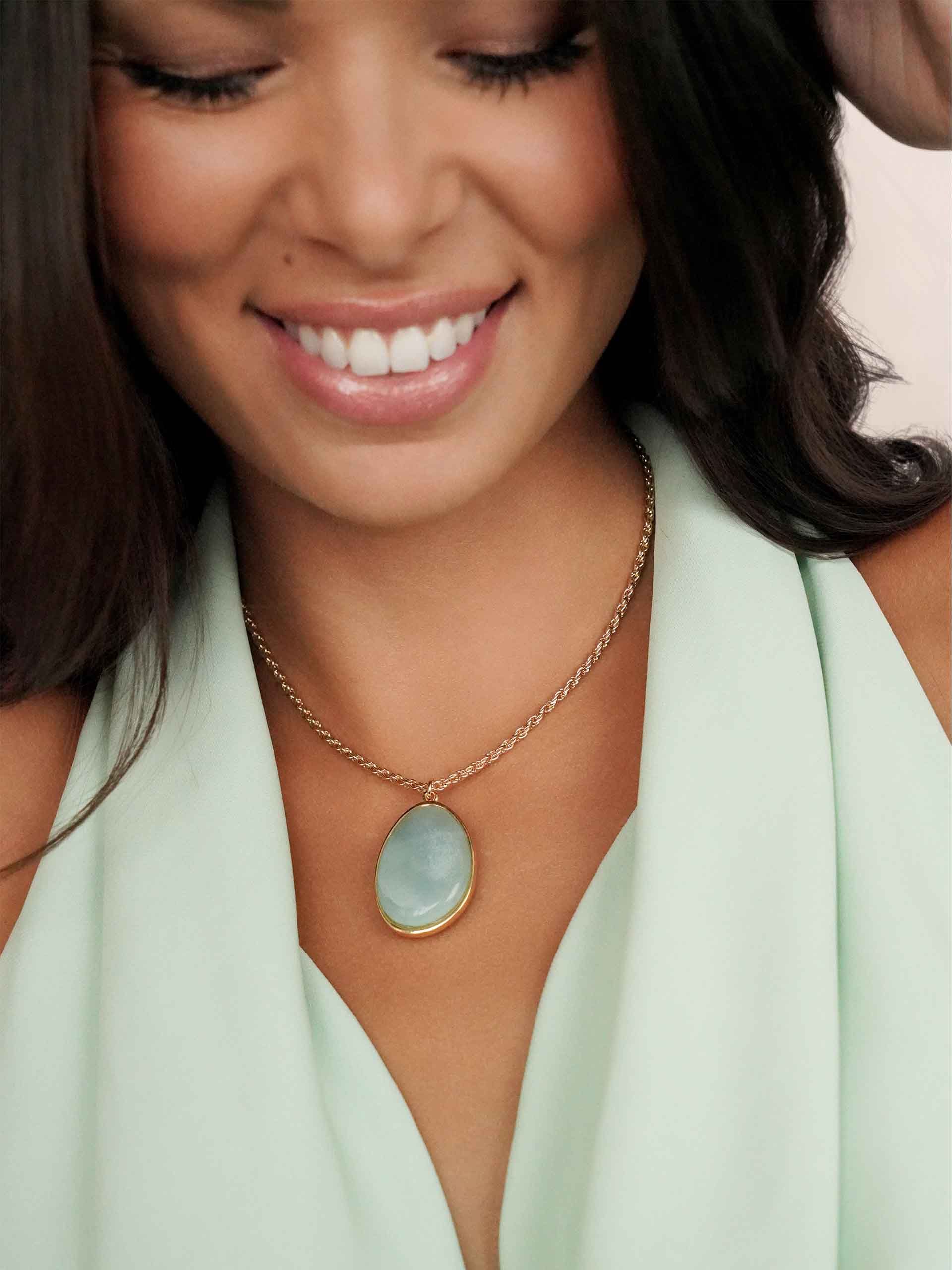 Amazonite Pendant Necklace on model 2