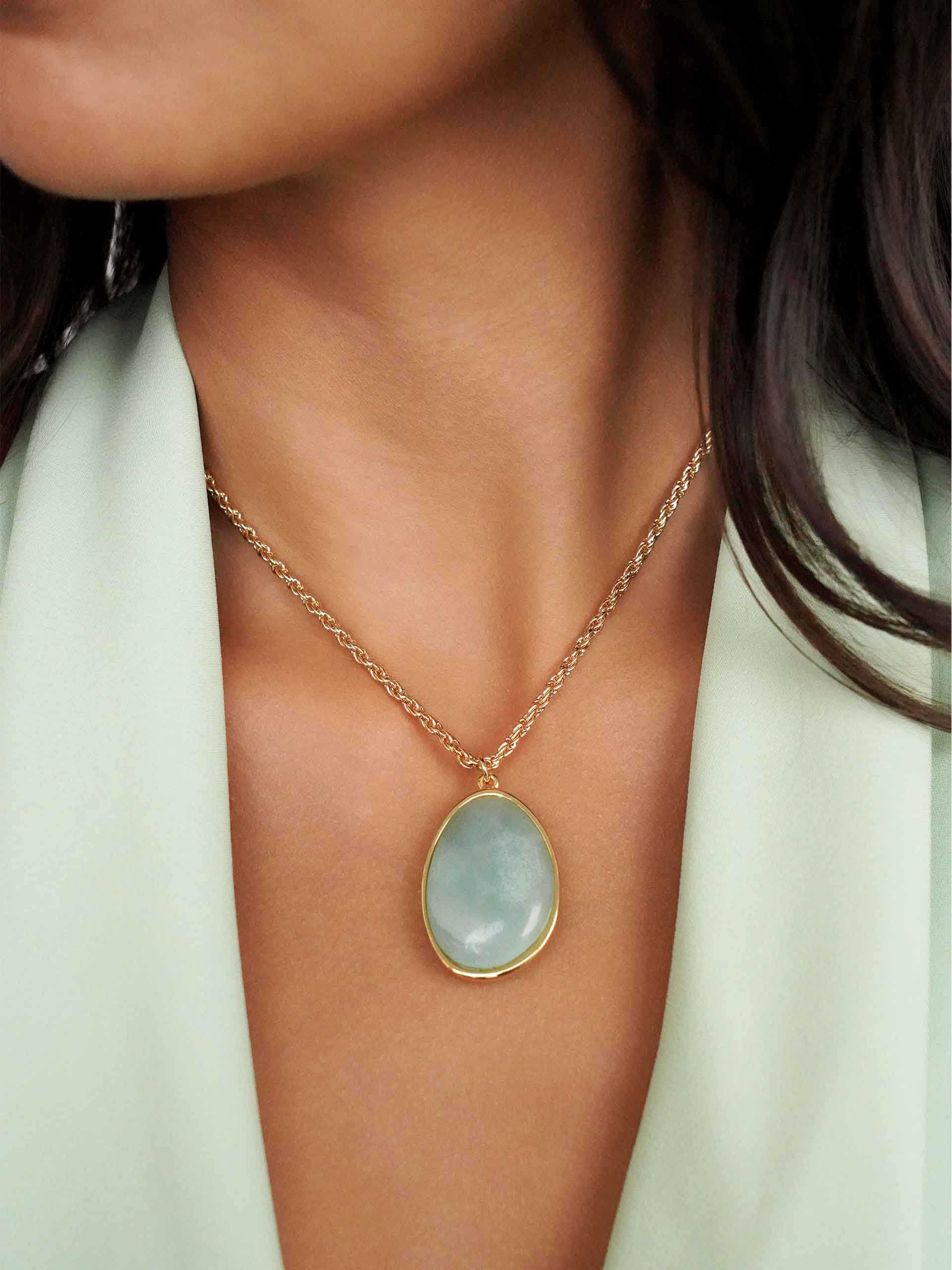 Amazonite Pendant Necklace on model