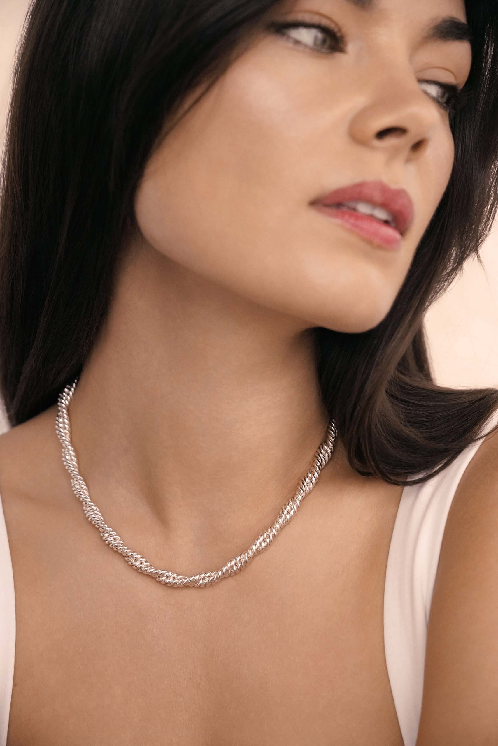 Twisted Strands Necklace Silver Plated model 2