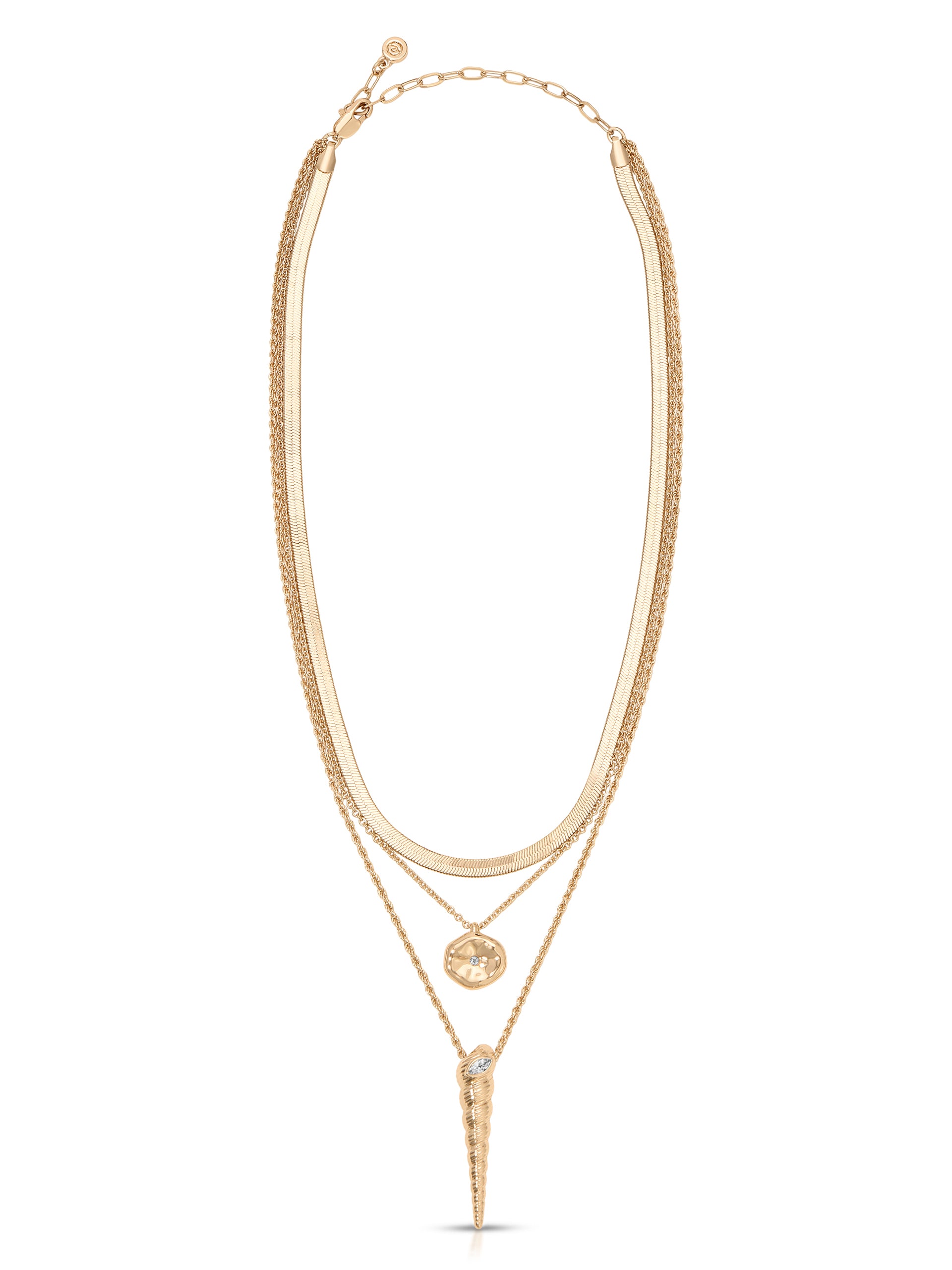 Saint Tropez Shell Necklace Clear Crystal with 18k Gold Plating 2