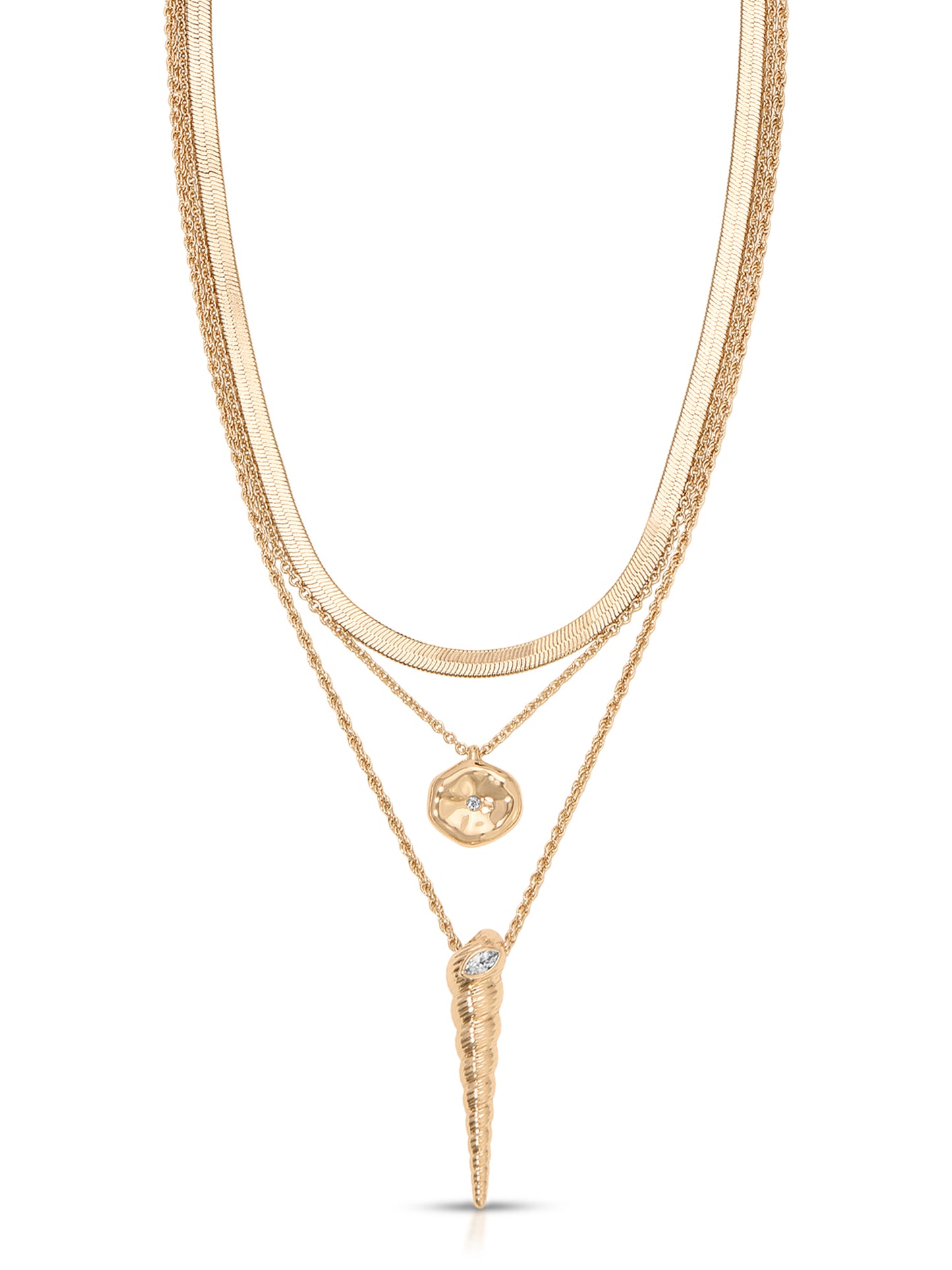 Saint Tropez Shell Necklace Clear Crystal with 18k Gold Plating