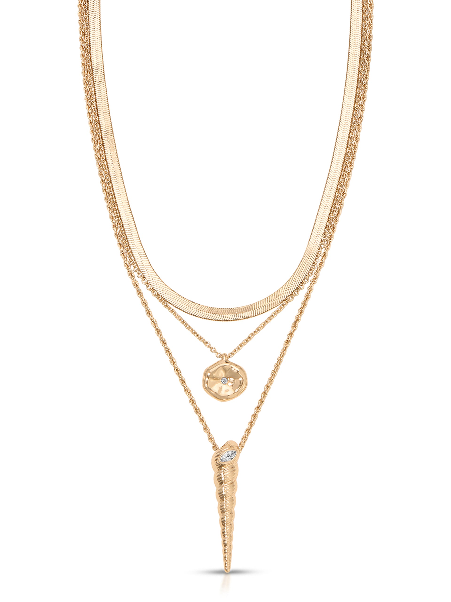 Saint Tropez Shell Necklace Clear Crystal with 18k Gold Plating