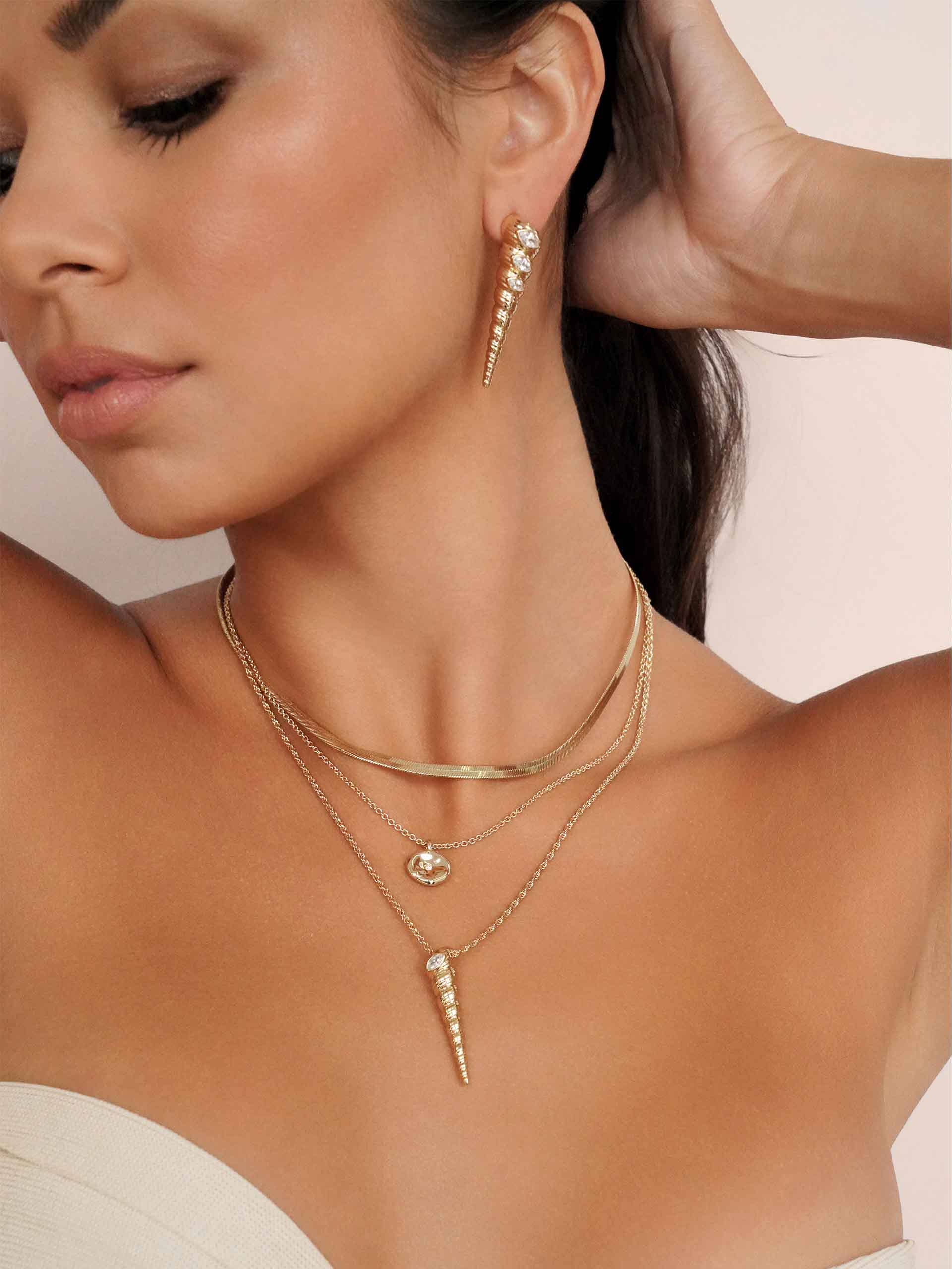 Capri Shell Earrings Clear Crystal with 18k Gold Plating model 3