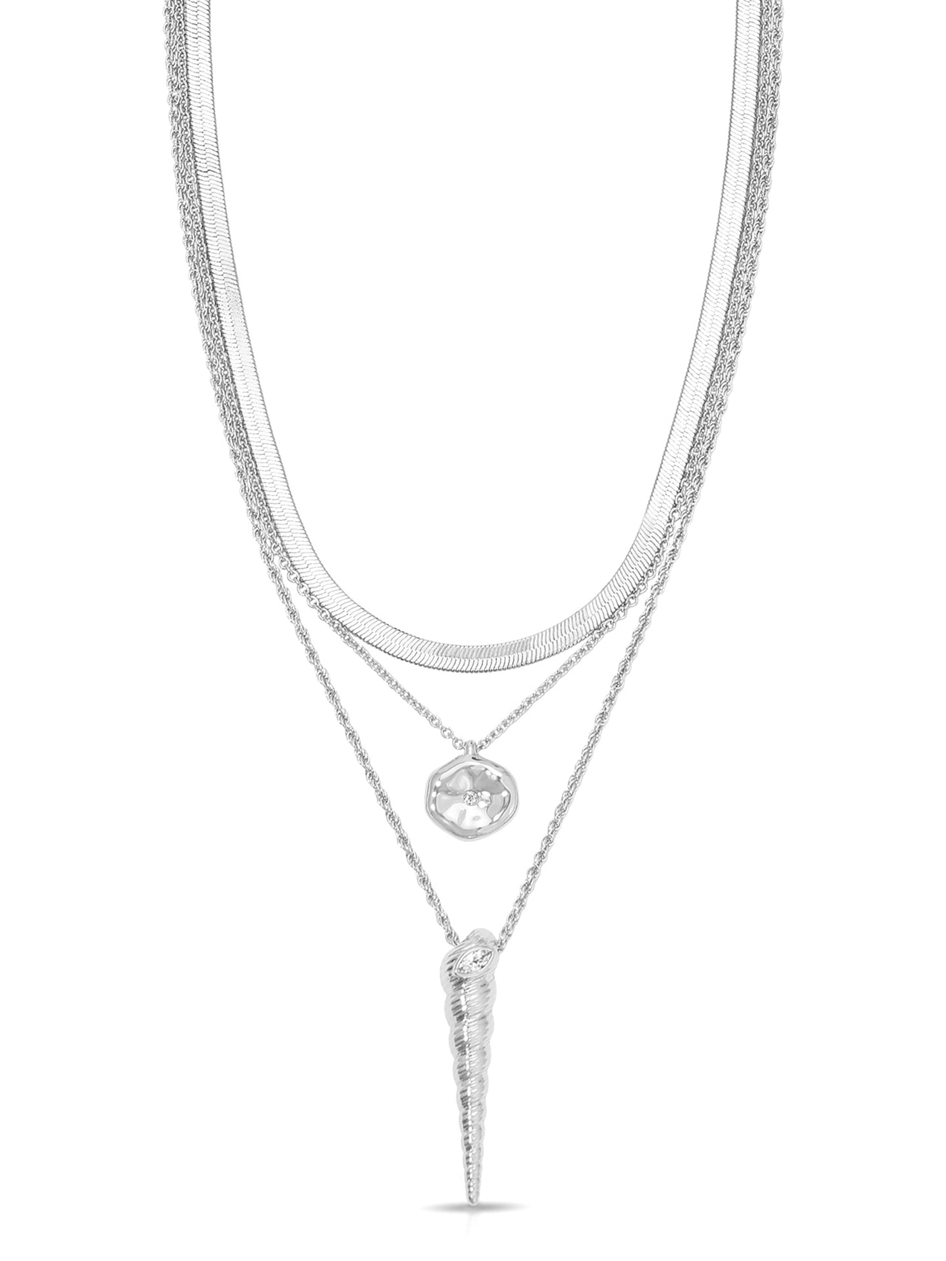 Saint Tropez Shell Necklace Clear Crystal with Silver Plating 2