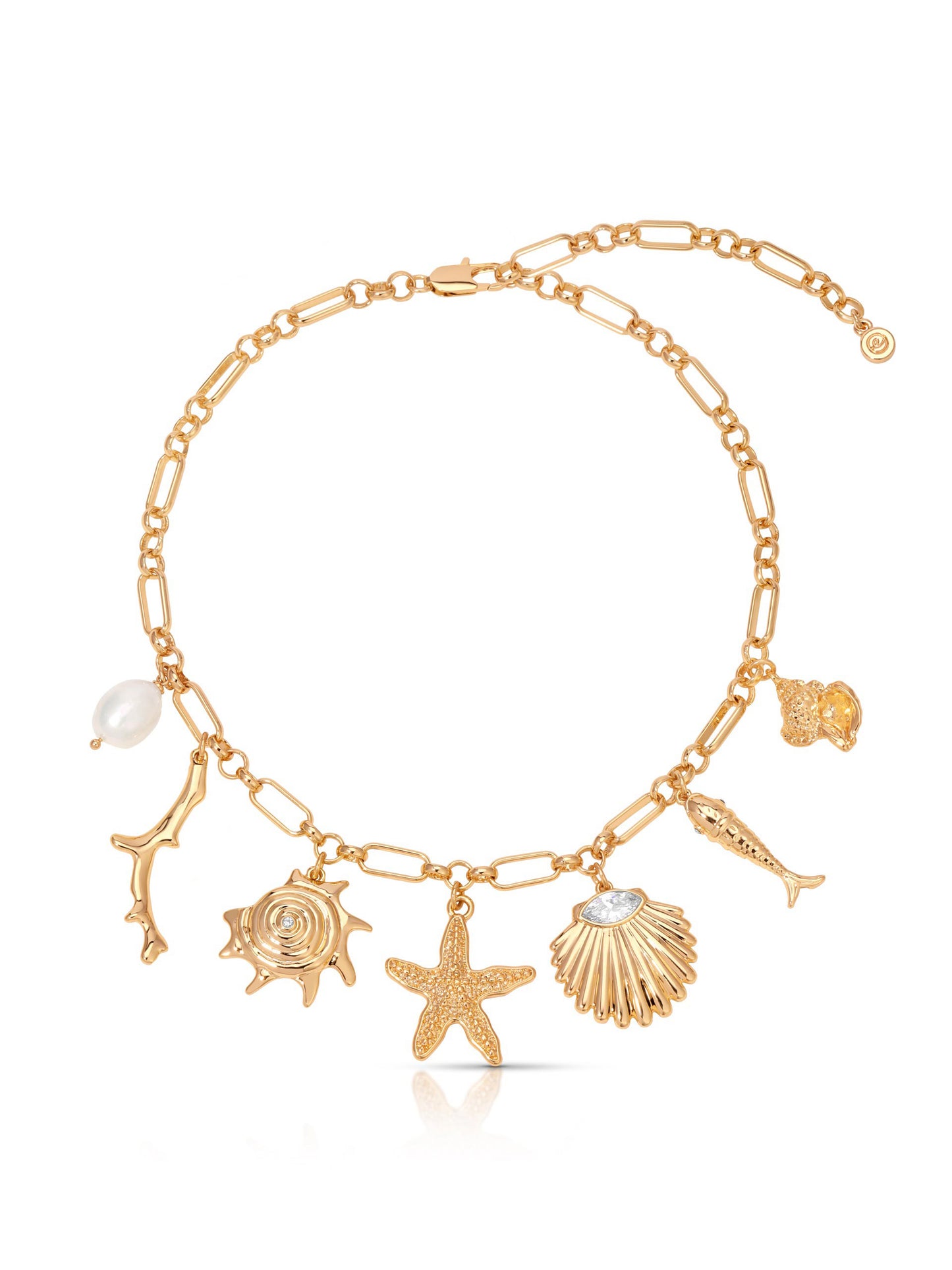 Oceanic Dreams Charm Necklace 18k Gold Plated