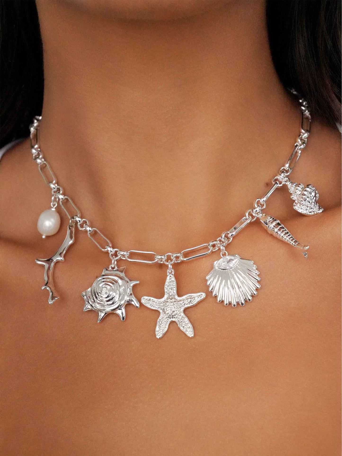 Oceanic Dreams Charm Necklace Silver Plated model