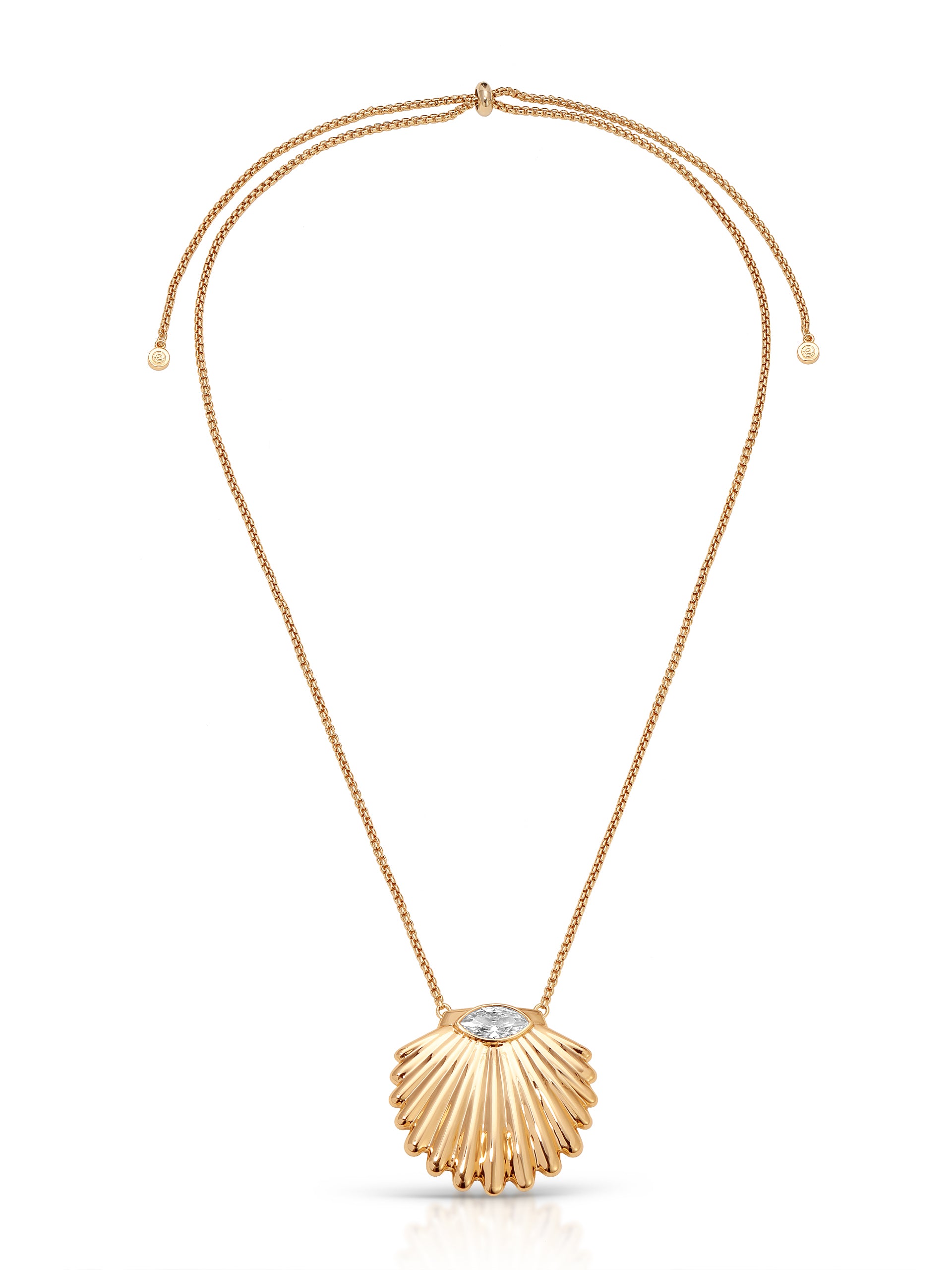 Scallop Crystal Necklace Clear Crystal with 18k Gold Plating 2