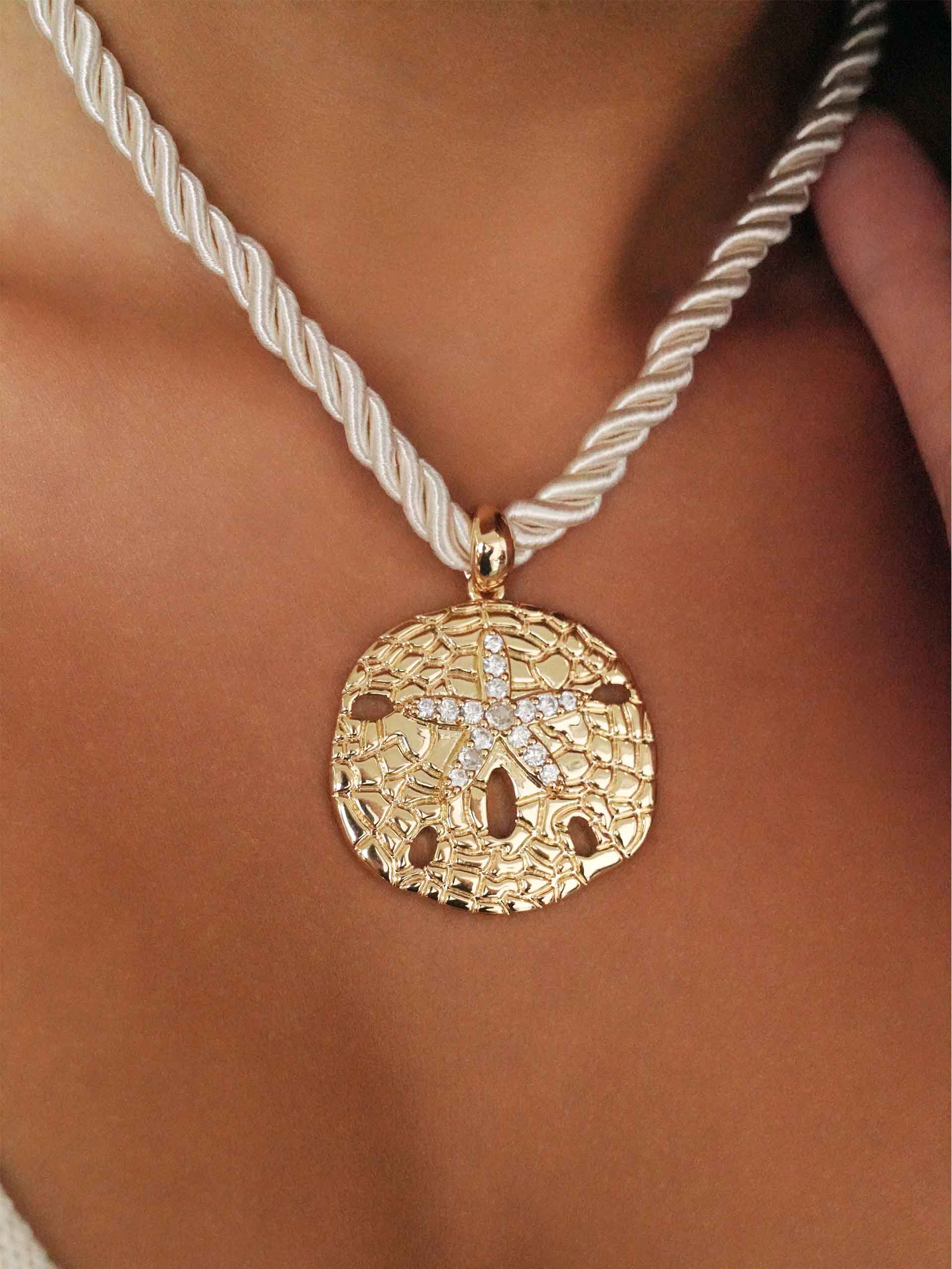Sand Dollar Pendant Necklace on model