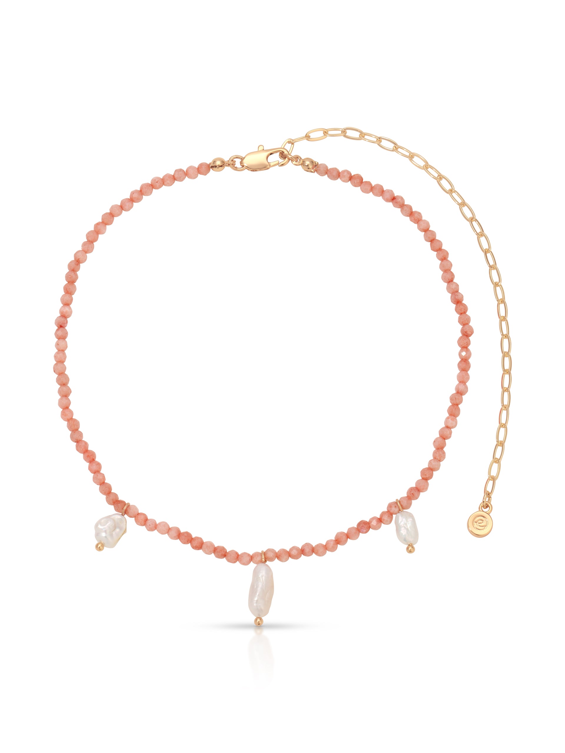 Ibiza Beaded Choker Coral with 18k Gold Plating