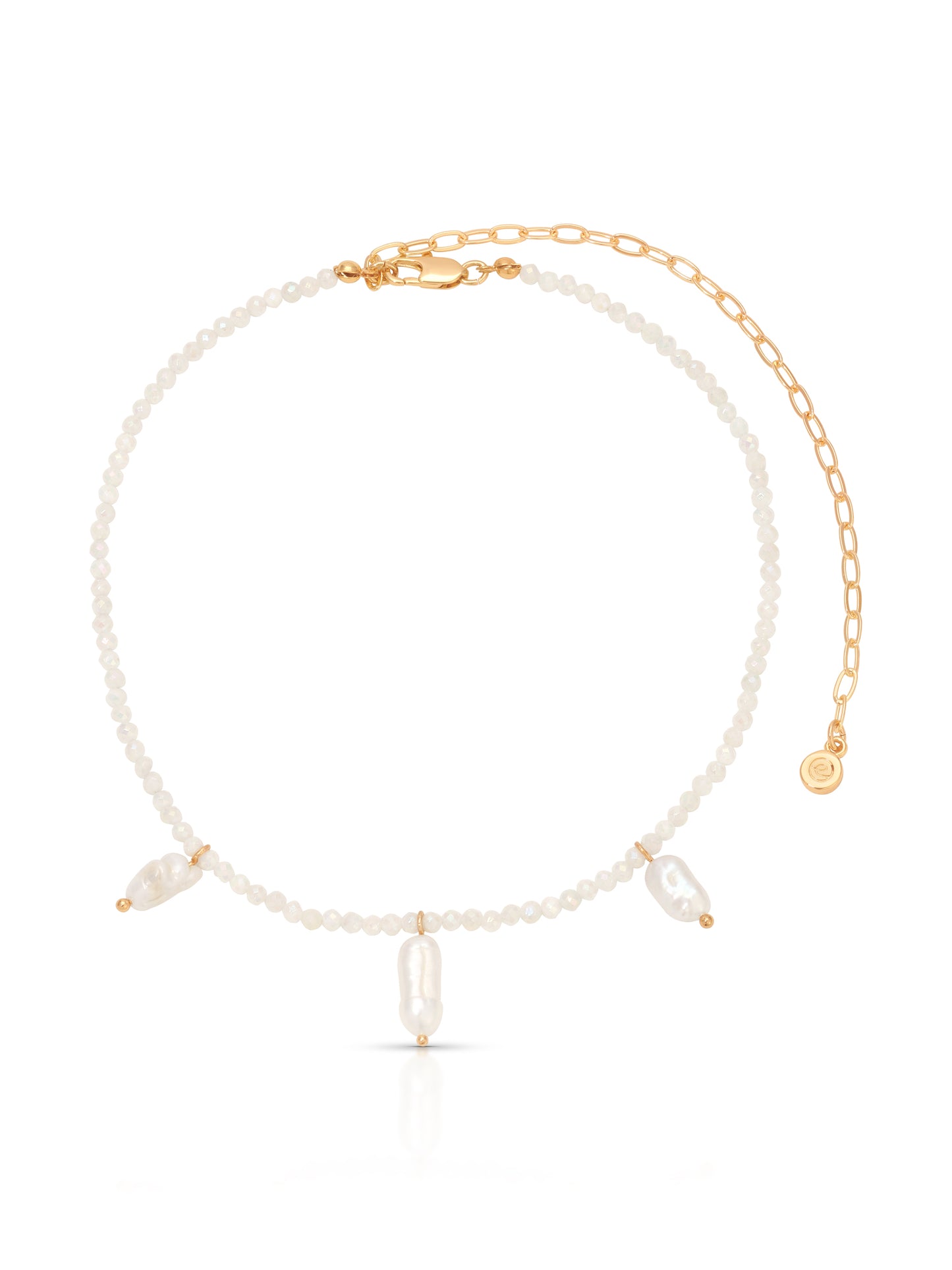 Ibiza Beaded Choker White with 18k Gold Plating