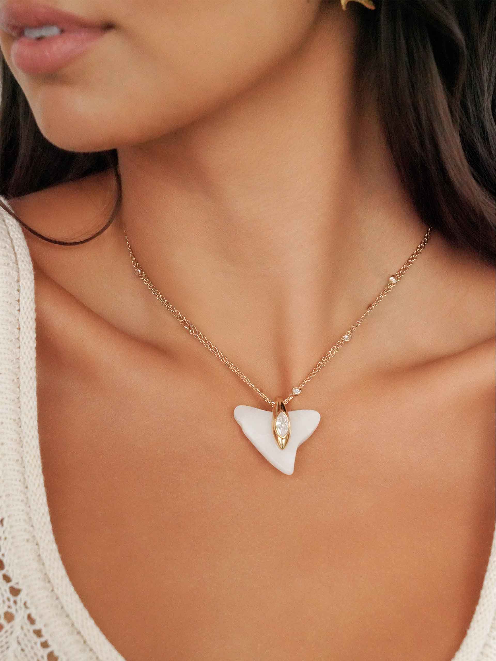 Deep Ocean Shark Necklace on model