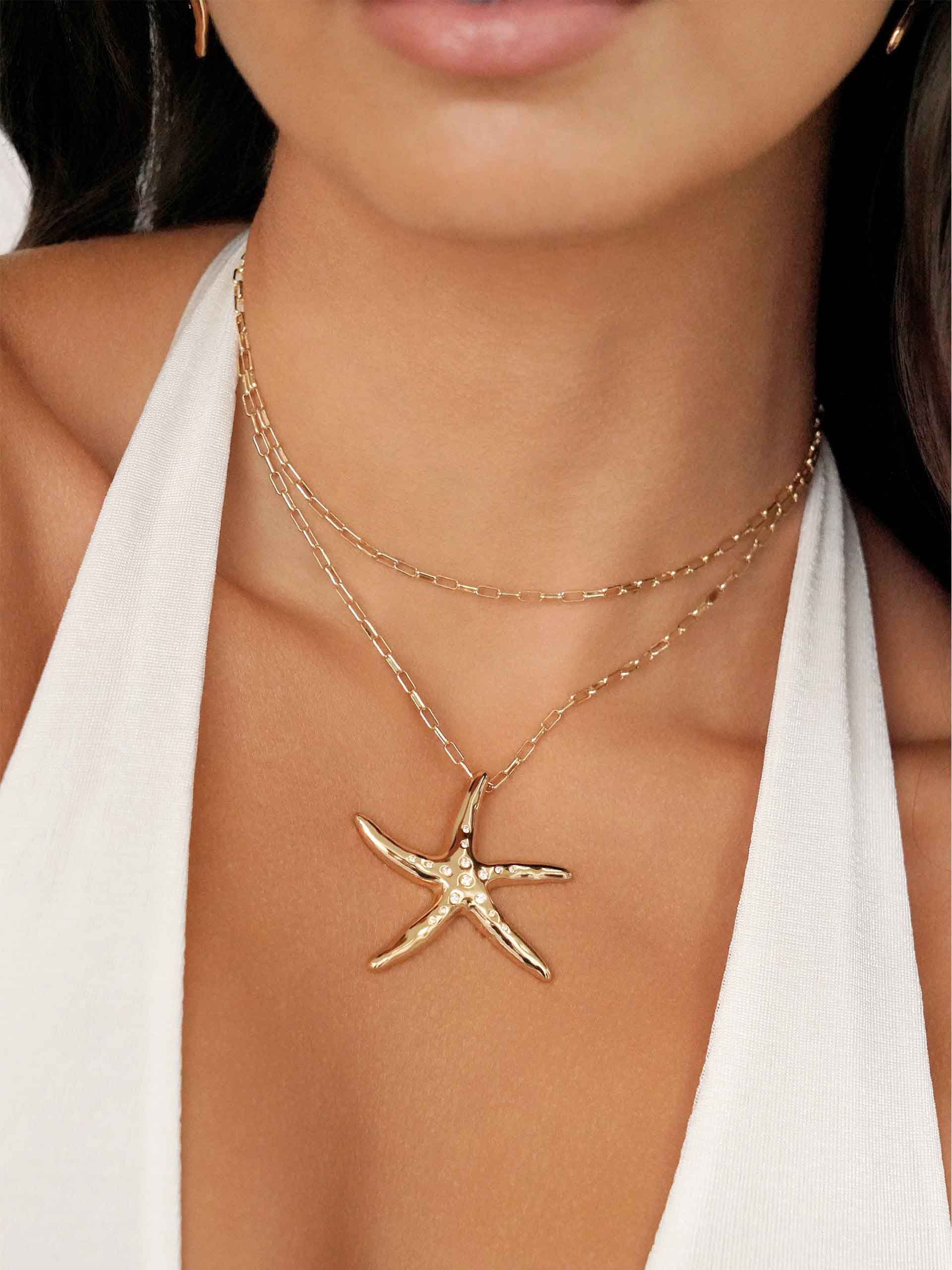 Starfish Luxe Pendant Necklace on model 2