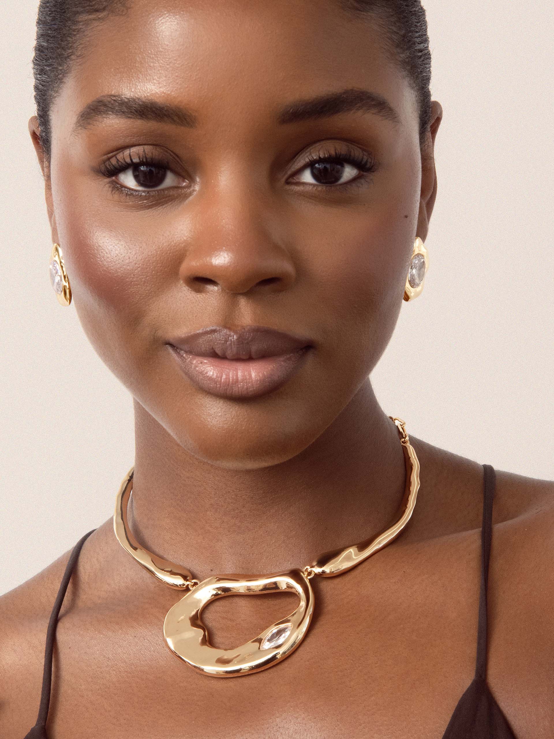 Molten Marquise Necklace Clear Crystal with 18k Gold Plating model 3