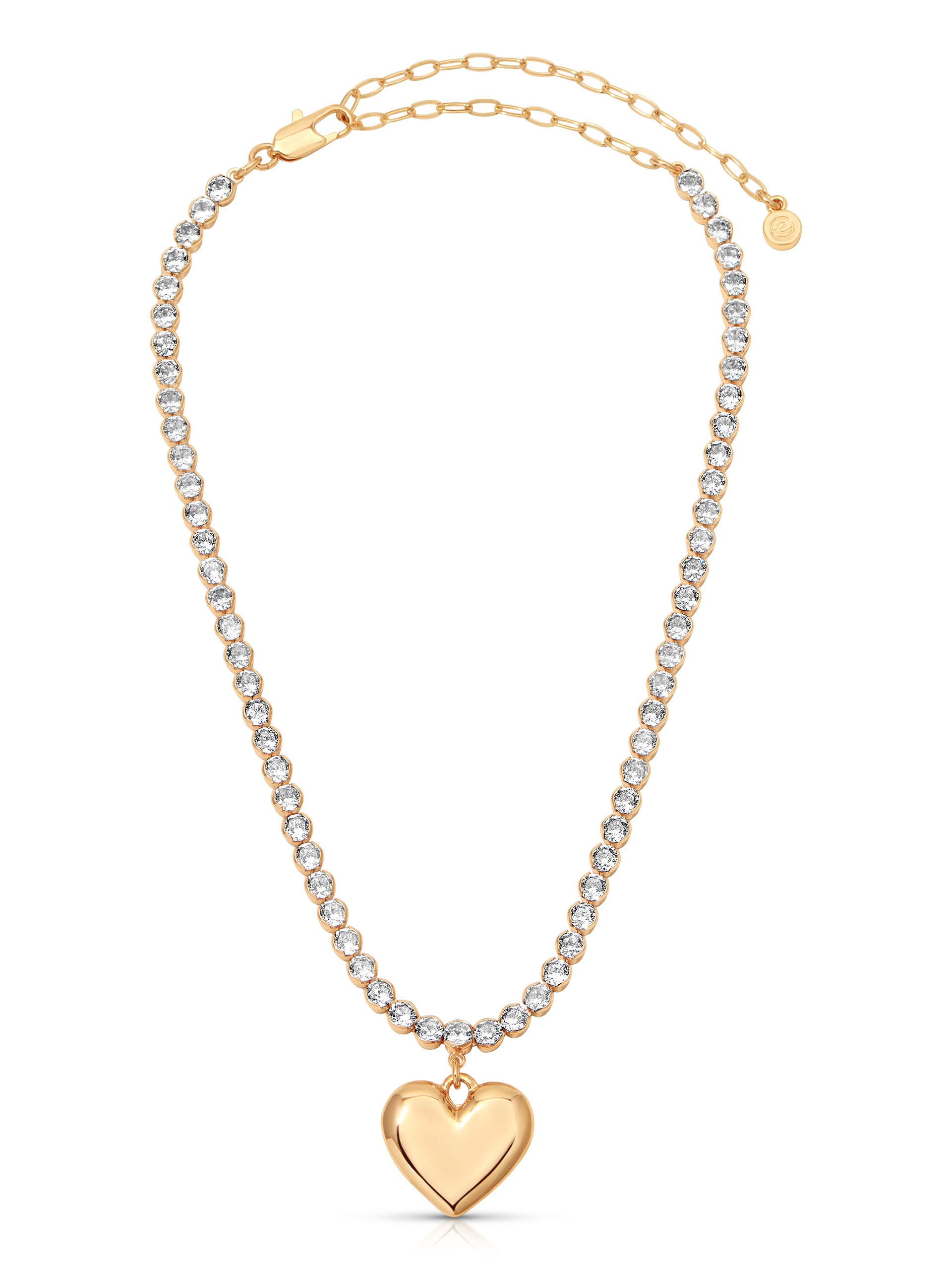 Luminous Love Tennis Necklace Clear Crystal with 18k Gold Plating 2